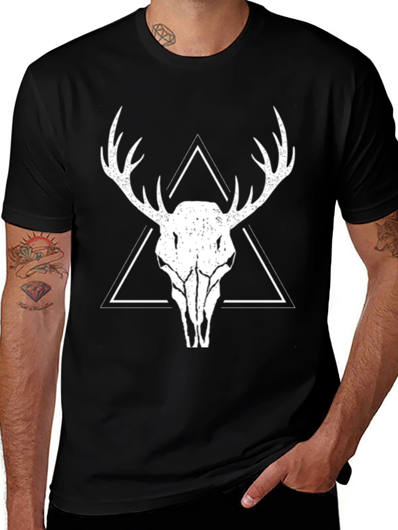 Variant 30 of Skull Triangle Graphic Tee - Black