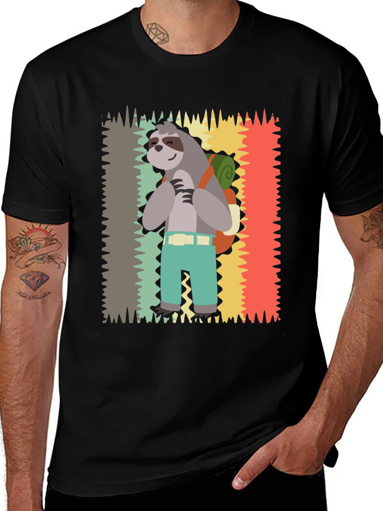 Variant 25 of Sloth Hiking T-Shirt - Cute Graphic Tee