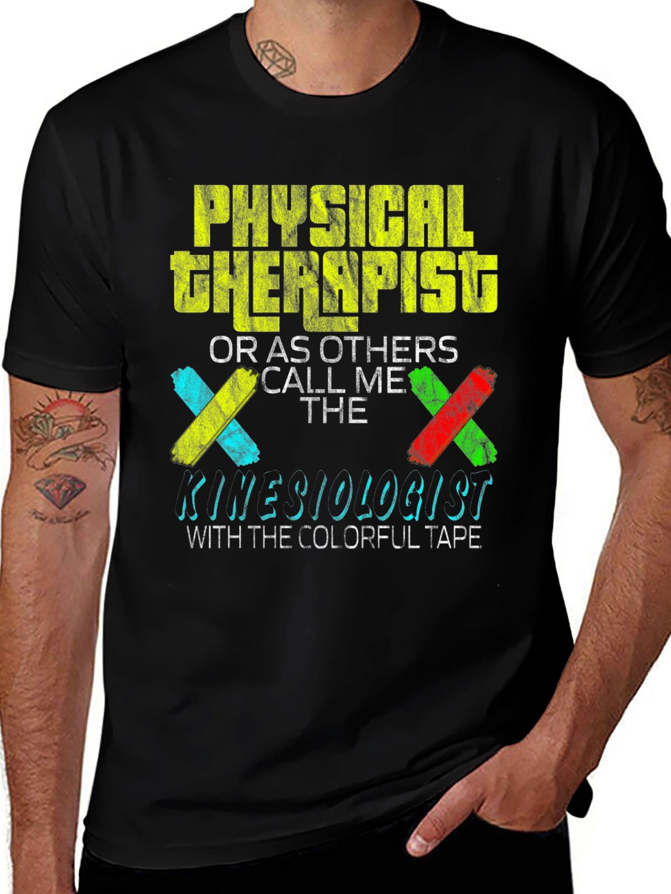 Variant 18 of Physical Therapist T-Shirt Kinesiologist Colorful Tape