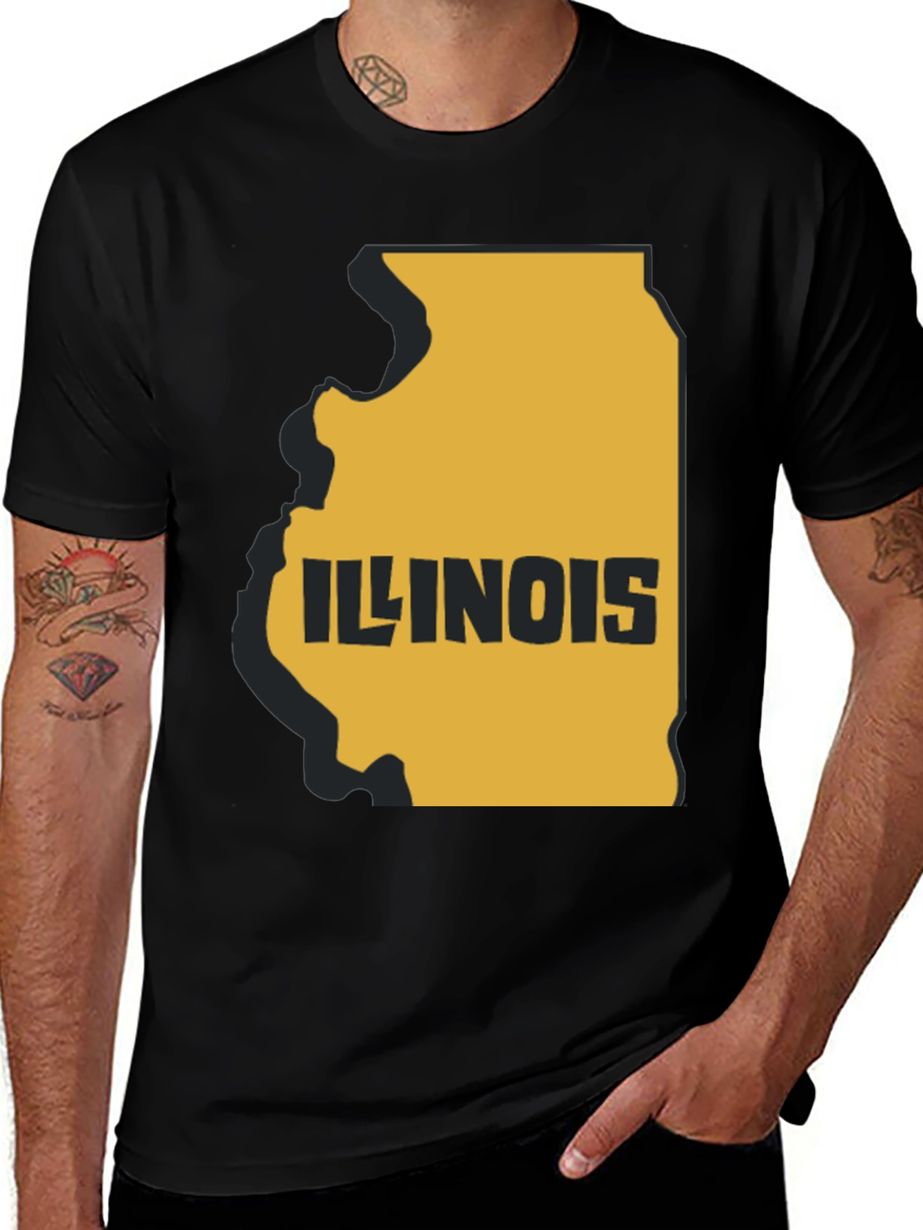 Illinois State Map Graphic Tee - Black