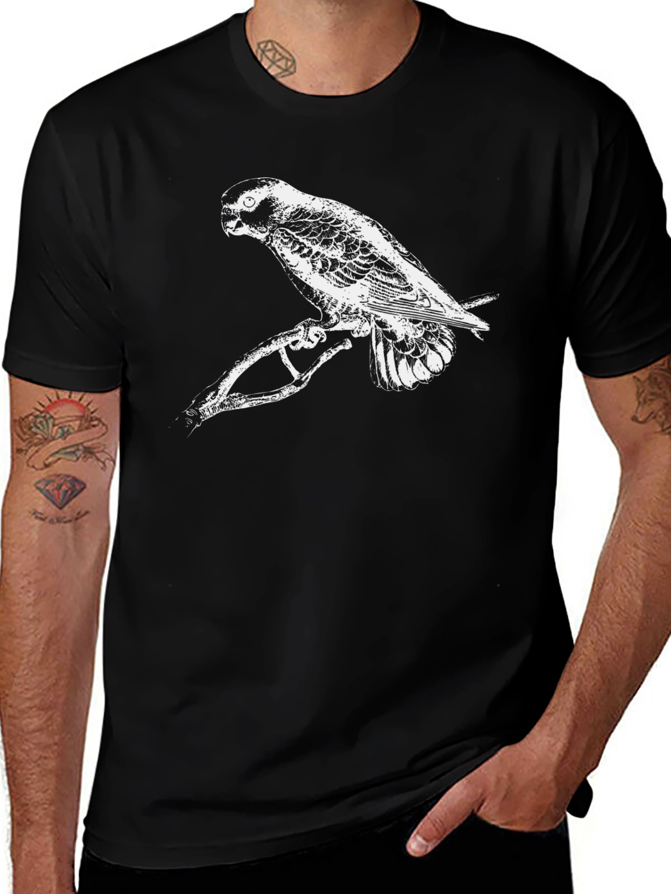 Variant 22 of Black T-Shirt with Bird Graphic