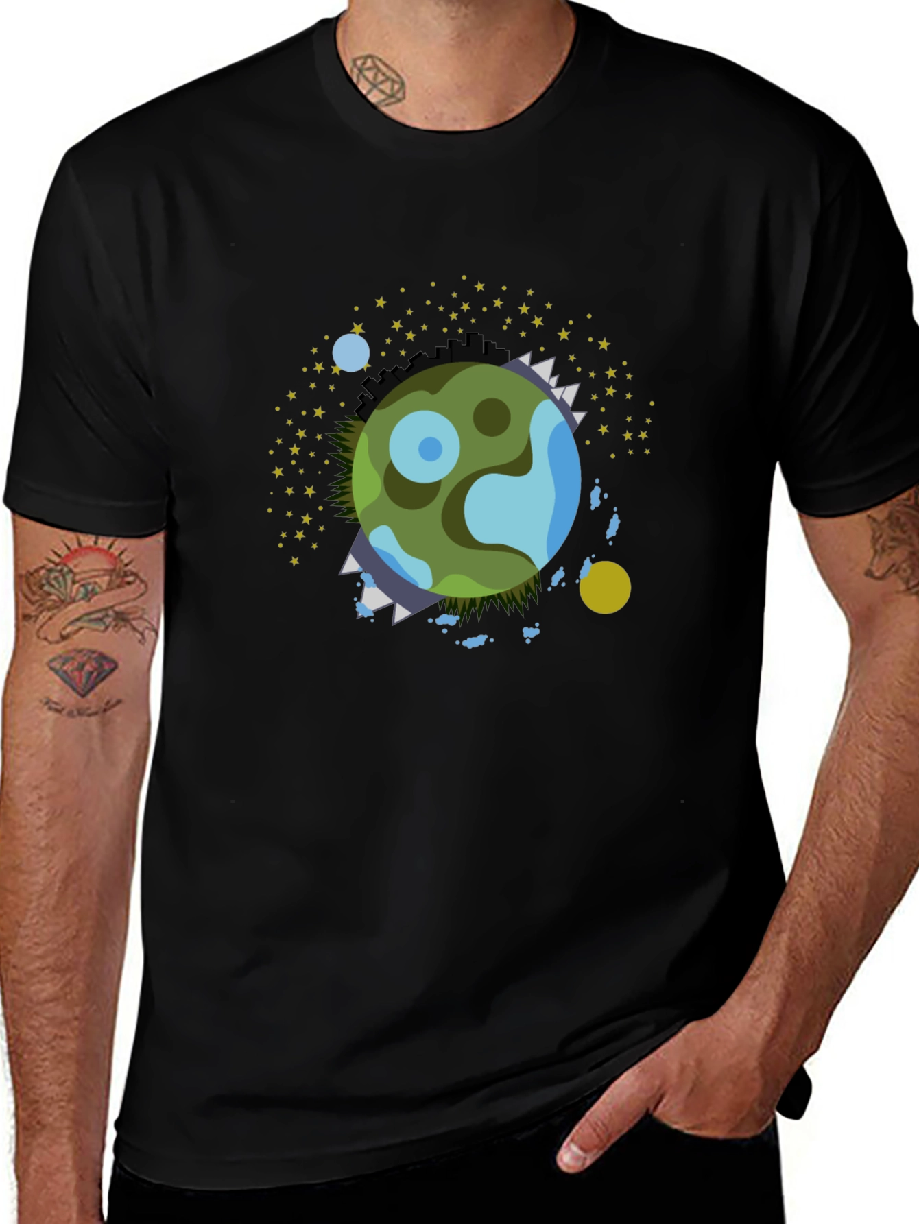 Variant 28 of Earth Graphic Print Crew Neck T-Shirt