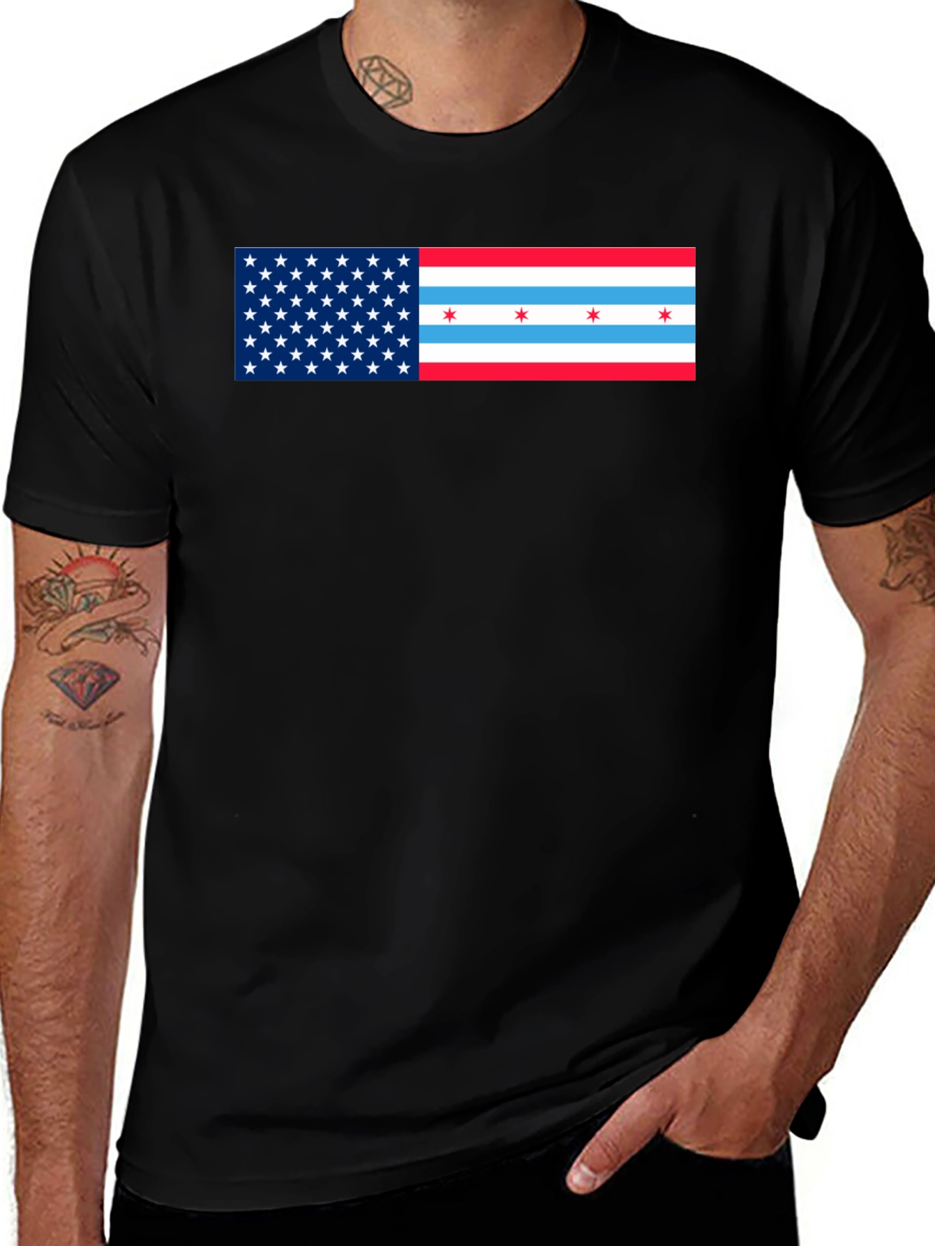 USA Chicago Flag Graphic T-Shirt