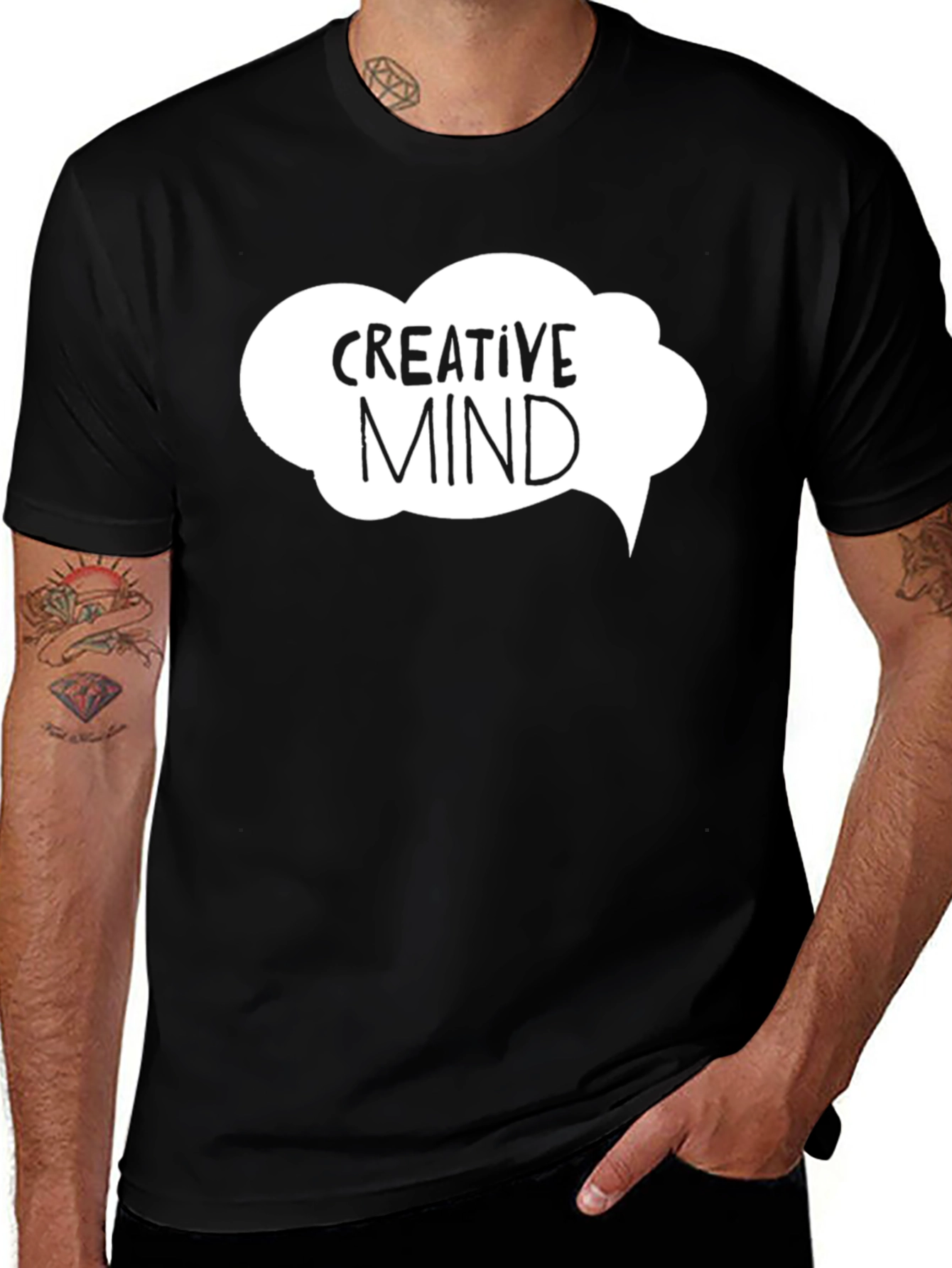 Variant 2 of Creative Mind Graphic Tee - Black Cotton T-Shirt