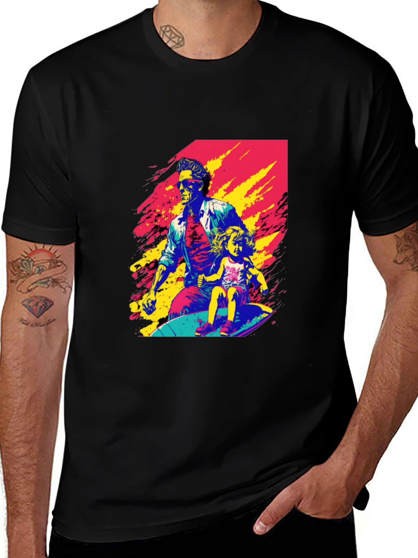 Variant 3 of Retro Dad & Daughter Surfing T-Shirt