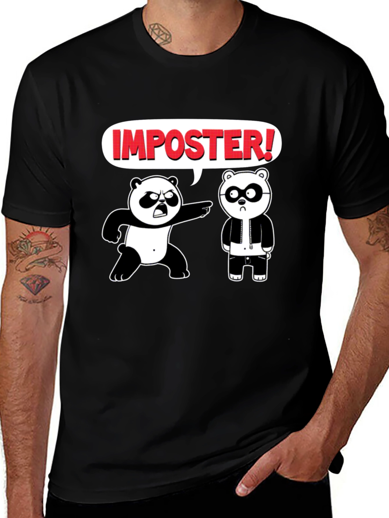 Variant 3 of Imposter Panda Graphic T-Shirt - Black Cotton Tee