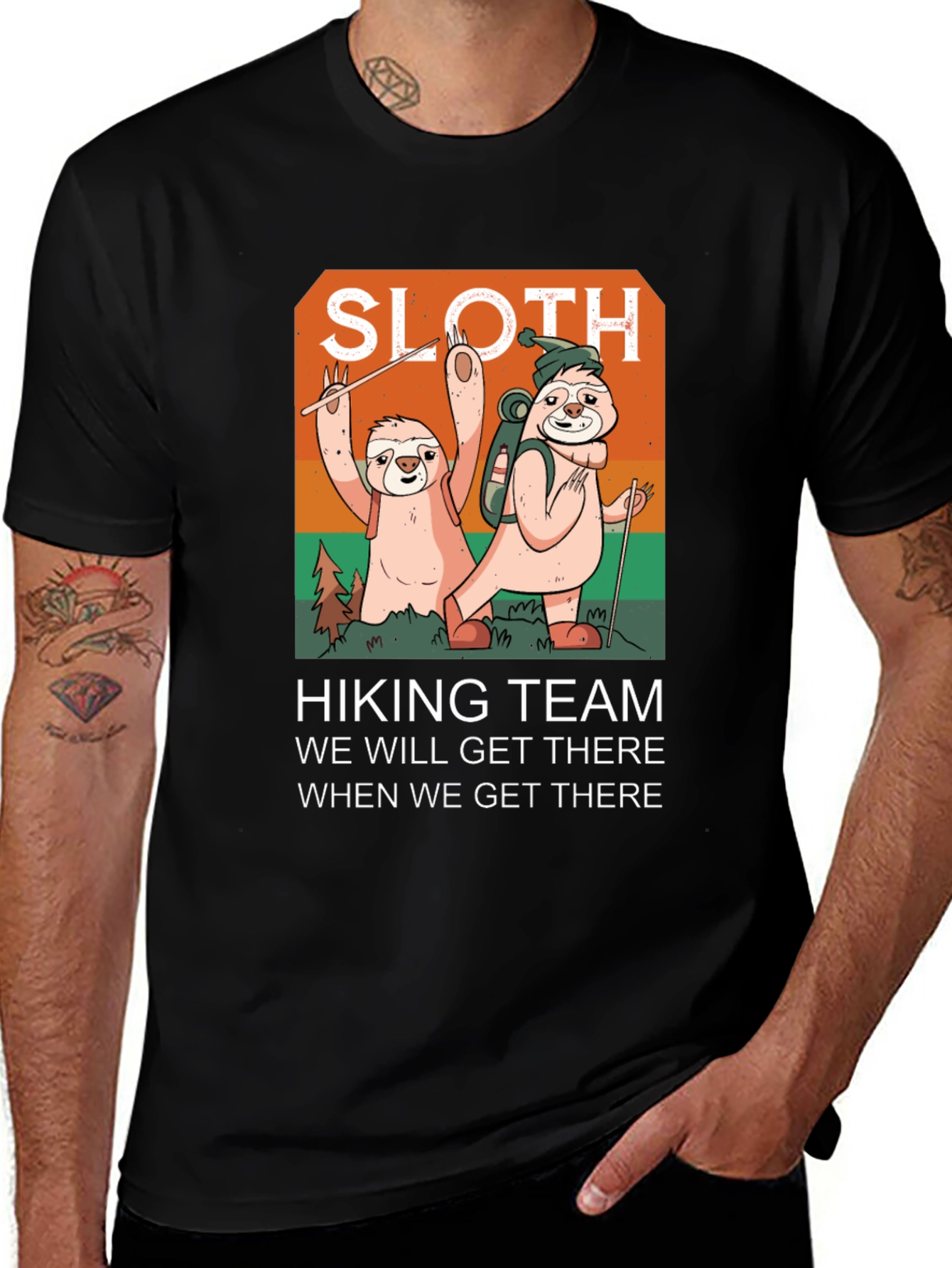 Variant 8 of Sloth Hiking Team Graphic Tee
