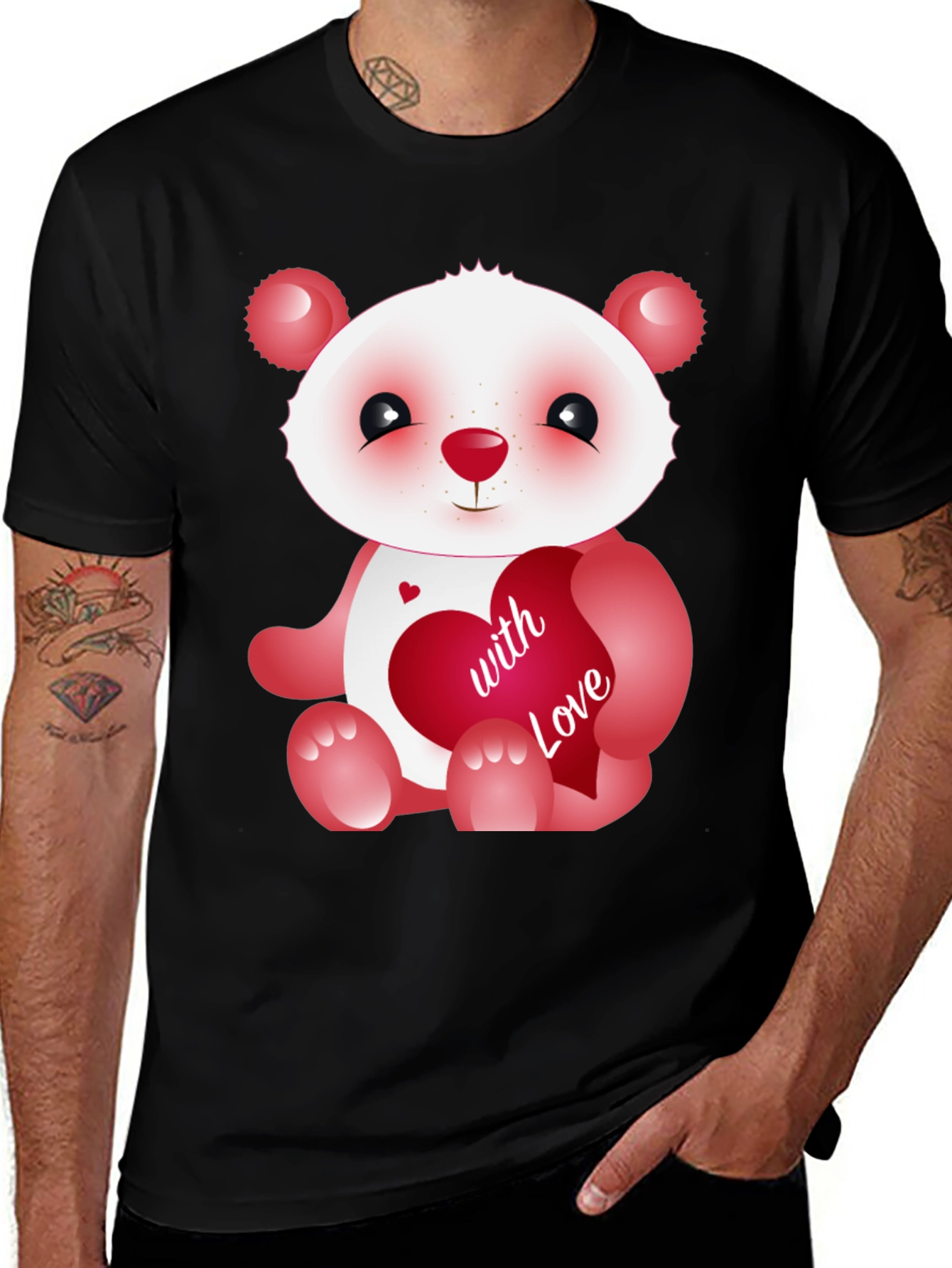 Variant 8 of Love Bear Graphic T-Shirt - Men's Black Tee