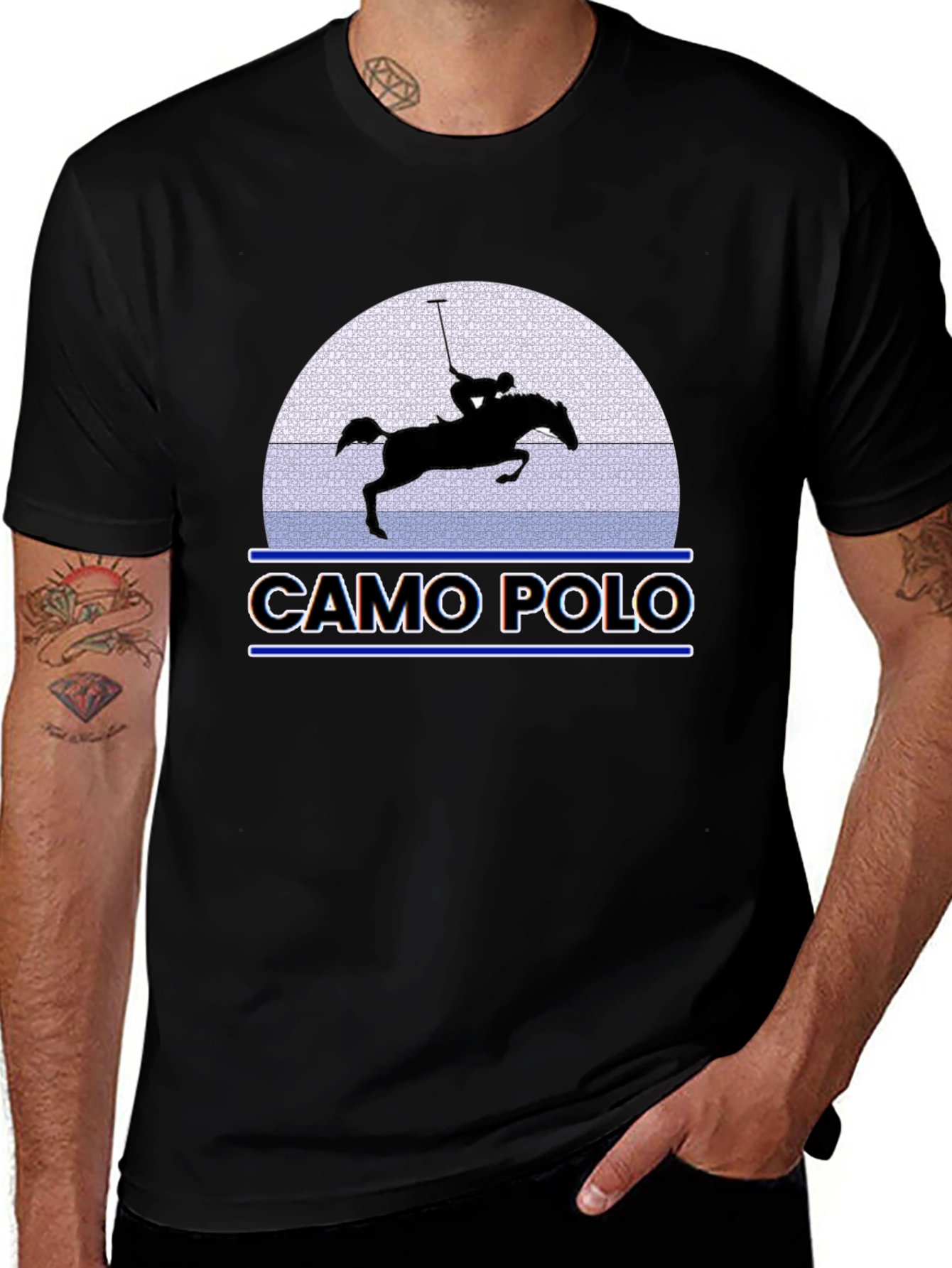 Variant 5 of Camo Polo Graphic Tee - Equestrian Style