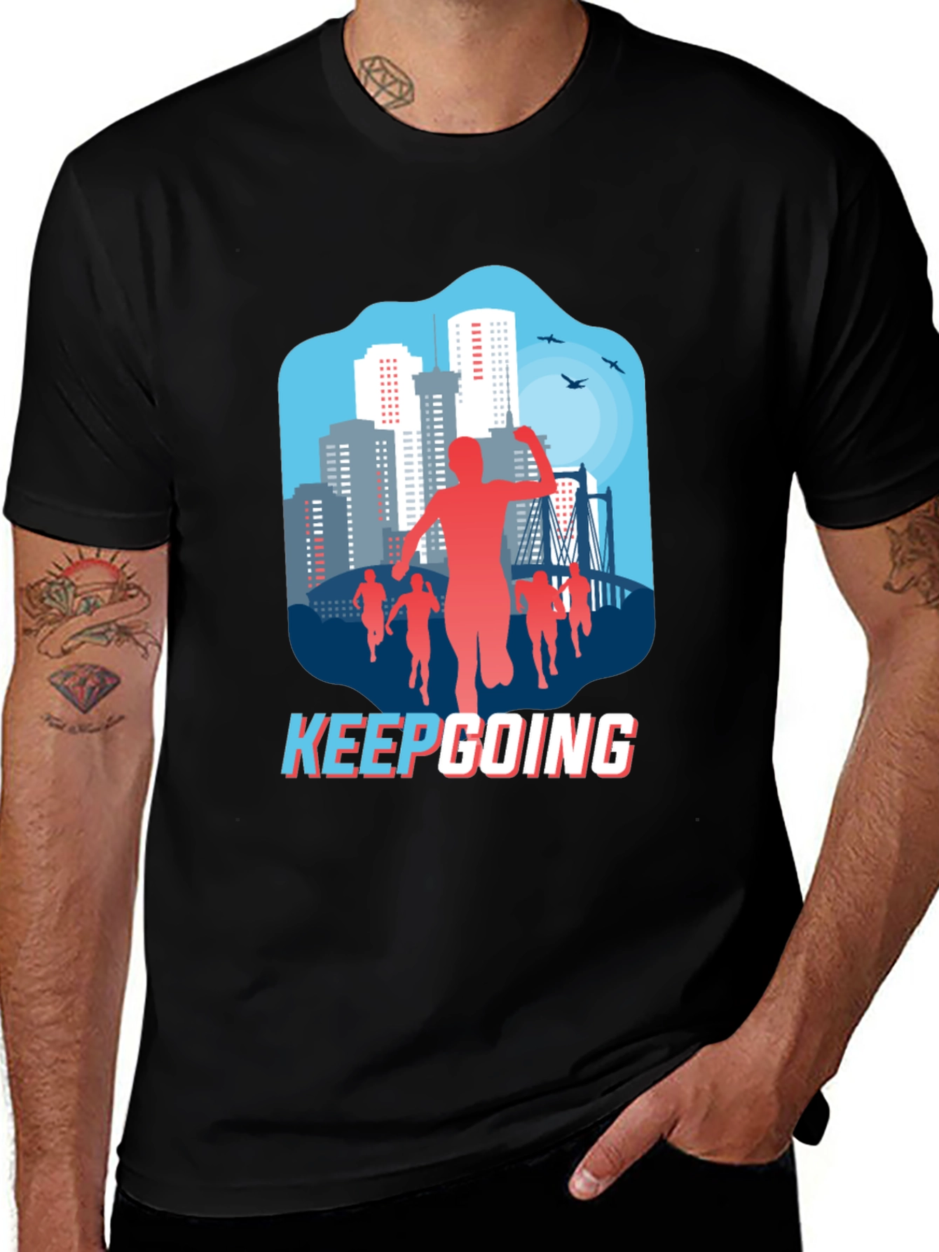 Variant 17 of Keep Going Graphic Tee - Men's Black T-Shirt