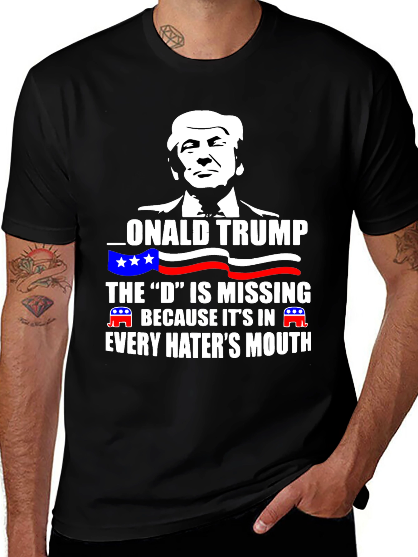 Variant 17 of Donald Trump "D" Haters Mouth Black T-Shirt