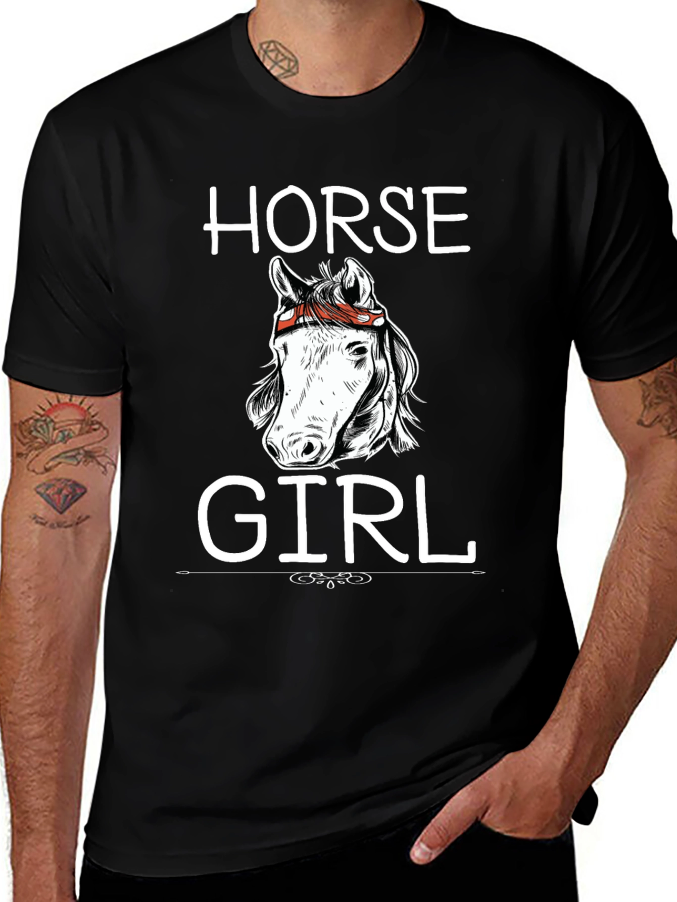 Variant 17 of Horse Girl Graphic T-Shirt - Black Cotton Tee