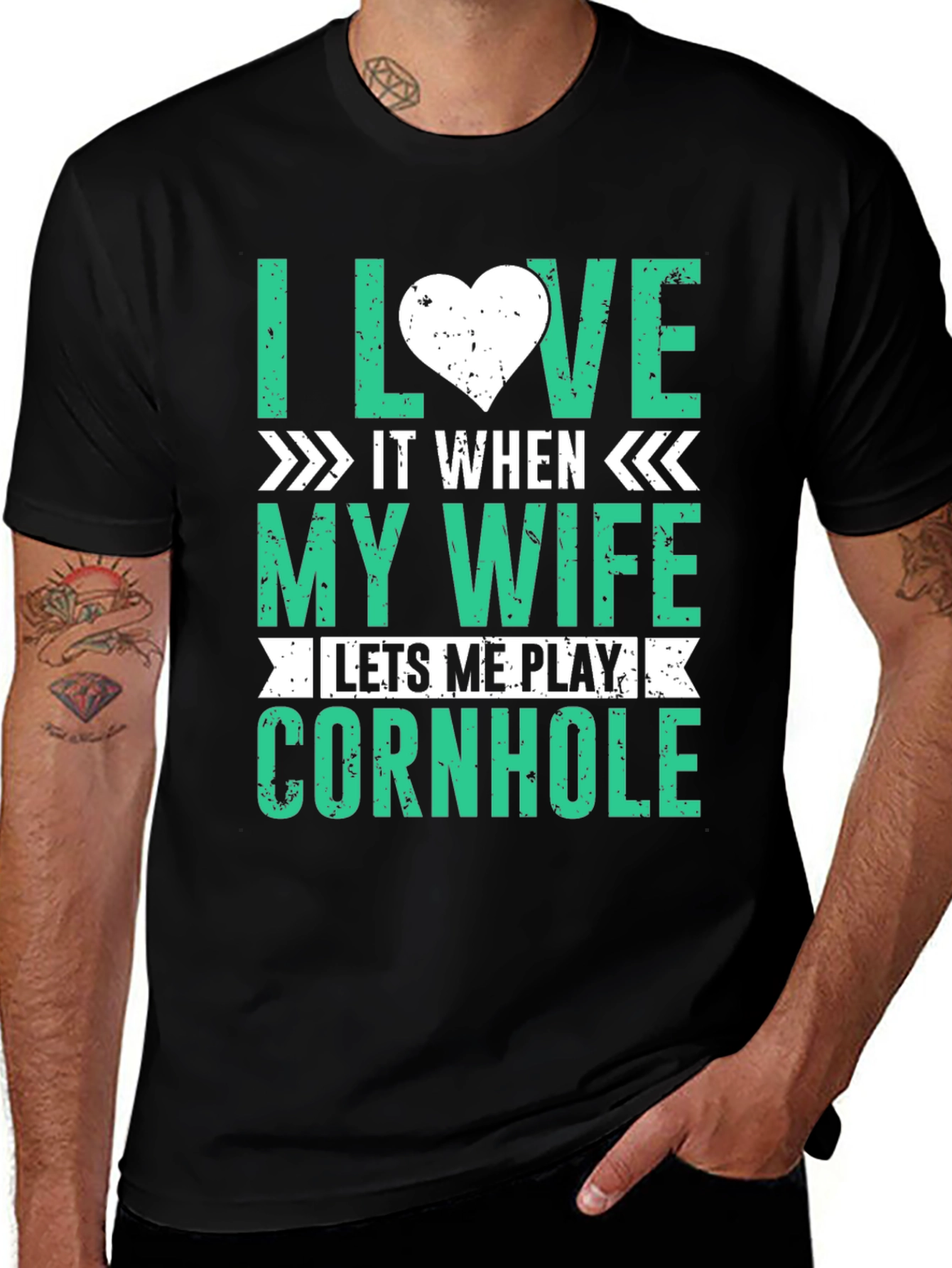 Variant 25 of I Love My Wife Cornhole Player T-Shirt