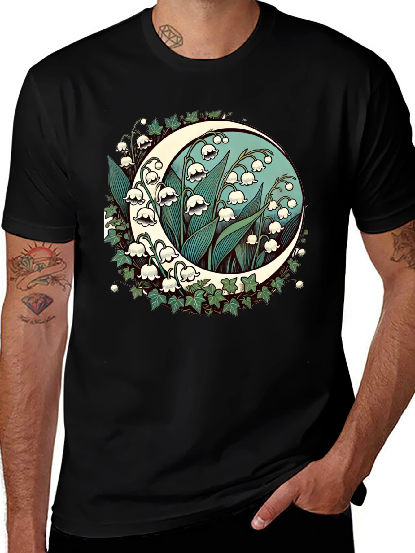 Variant 14 of Lily of the Valley Moon Graphic Tee