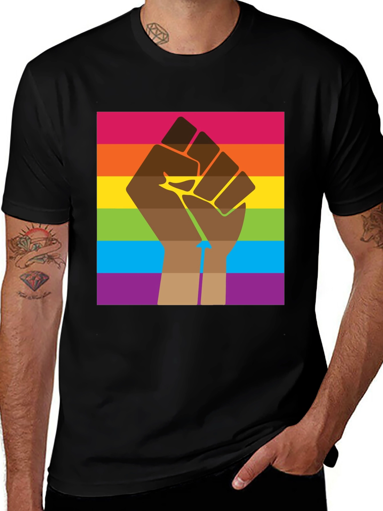 Variant 6 of Pride Fist Graphic Tee - Black