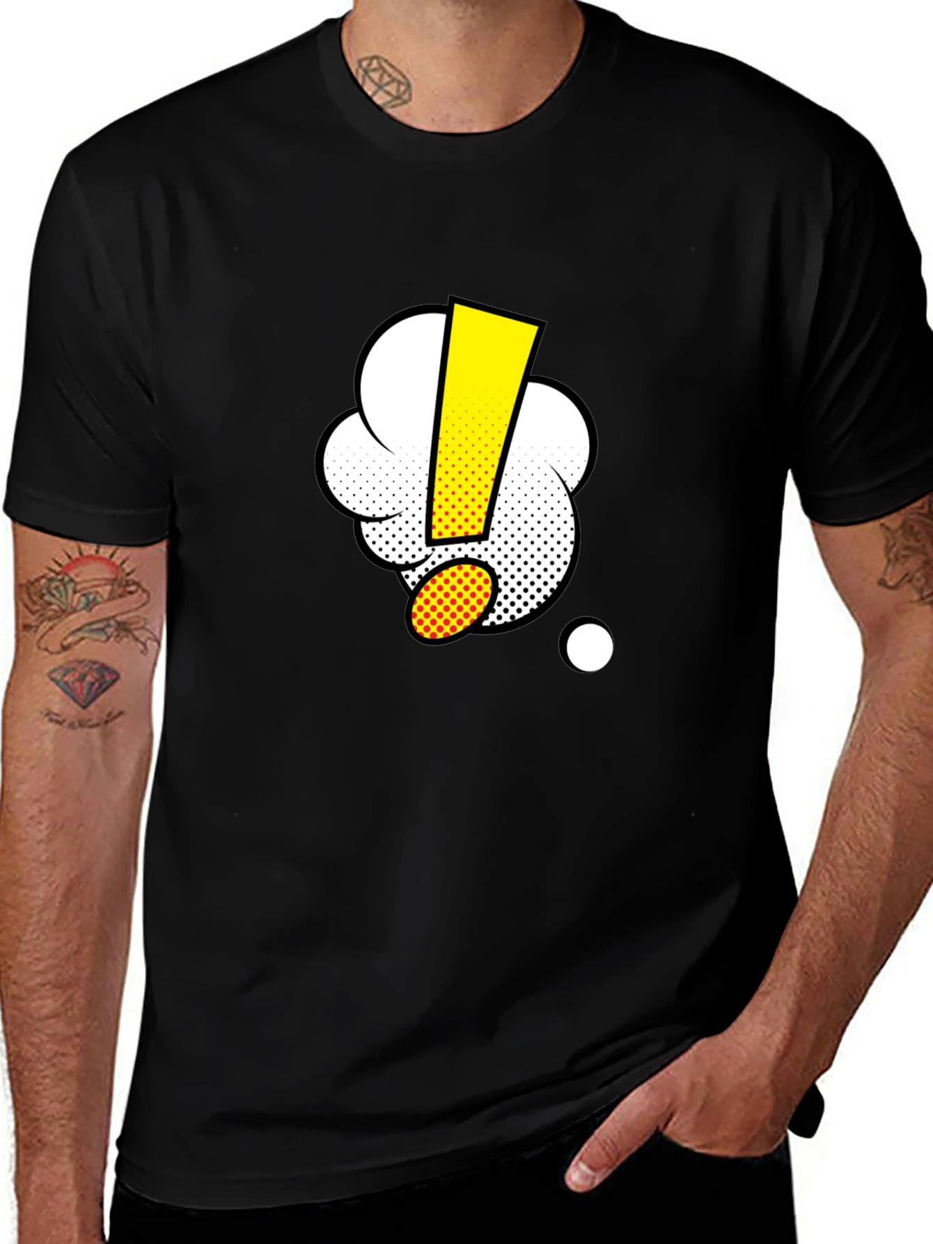 Variant 4 of Comic Exclamation Black T-Shirt