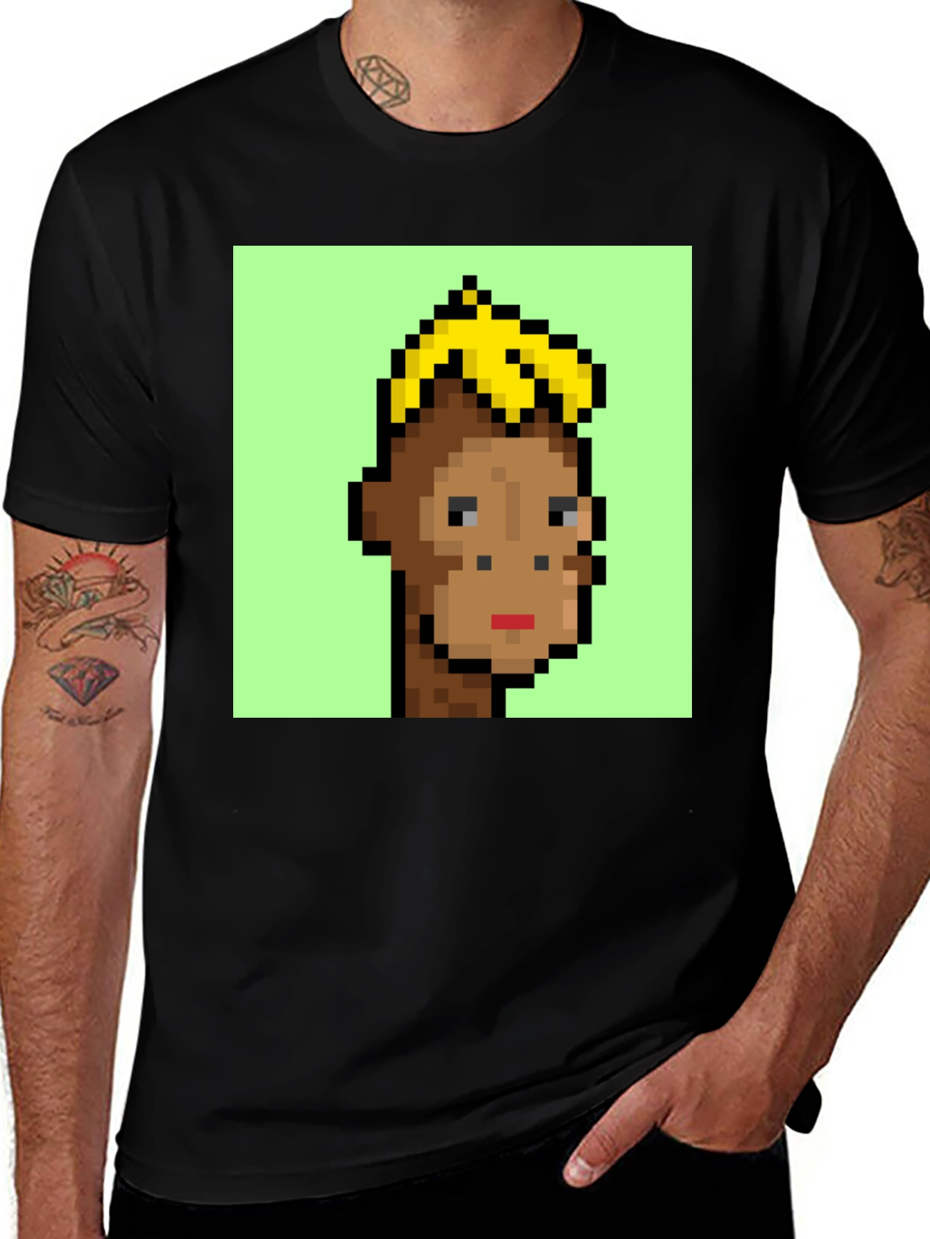 Pixelated Monkey Graphic Tee - Crypto Art Fashion