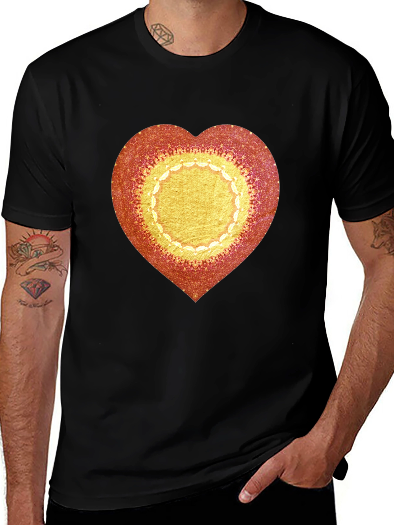 Variant 13 of Heart Mandala Graphic Tee - Stylish Casual Wear