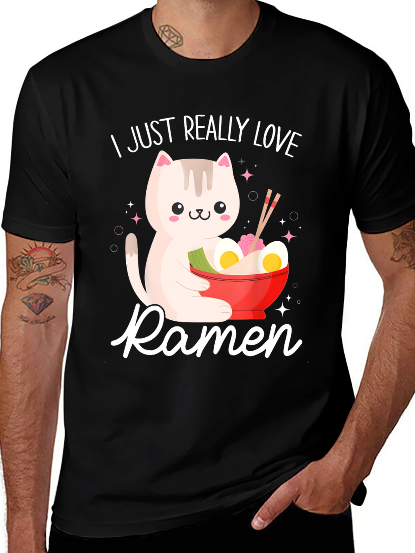 Variant 4 of I Just Really Love Ramen Funny Cat T-Shirt