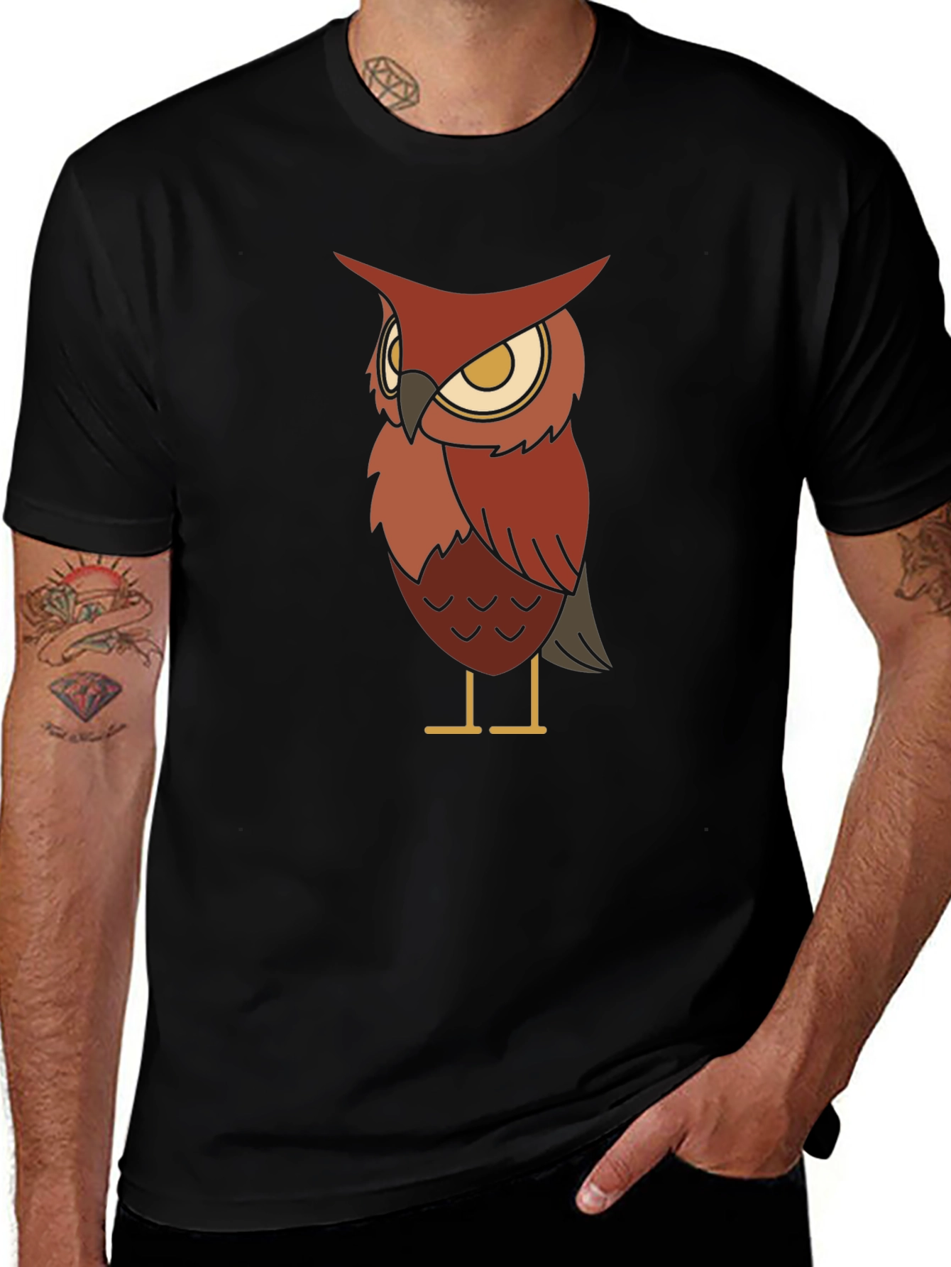 Variant 7 of Owl Graphic Black T-Shirt for Men