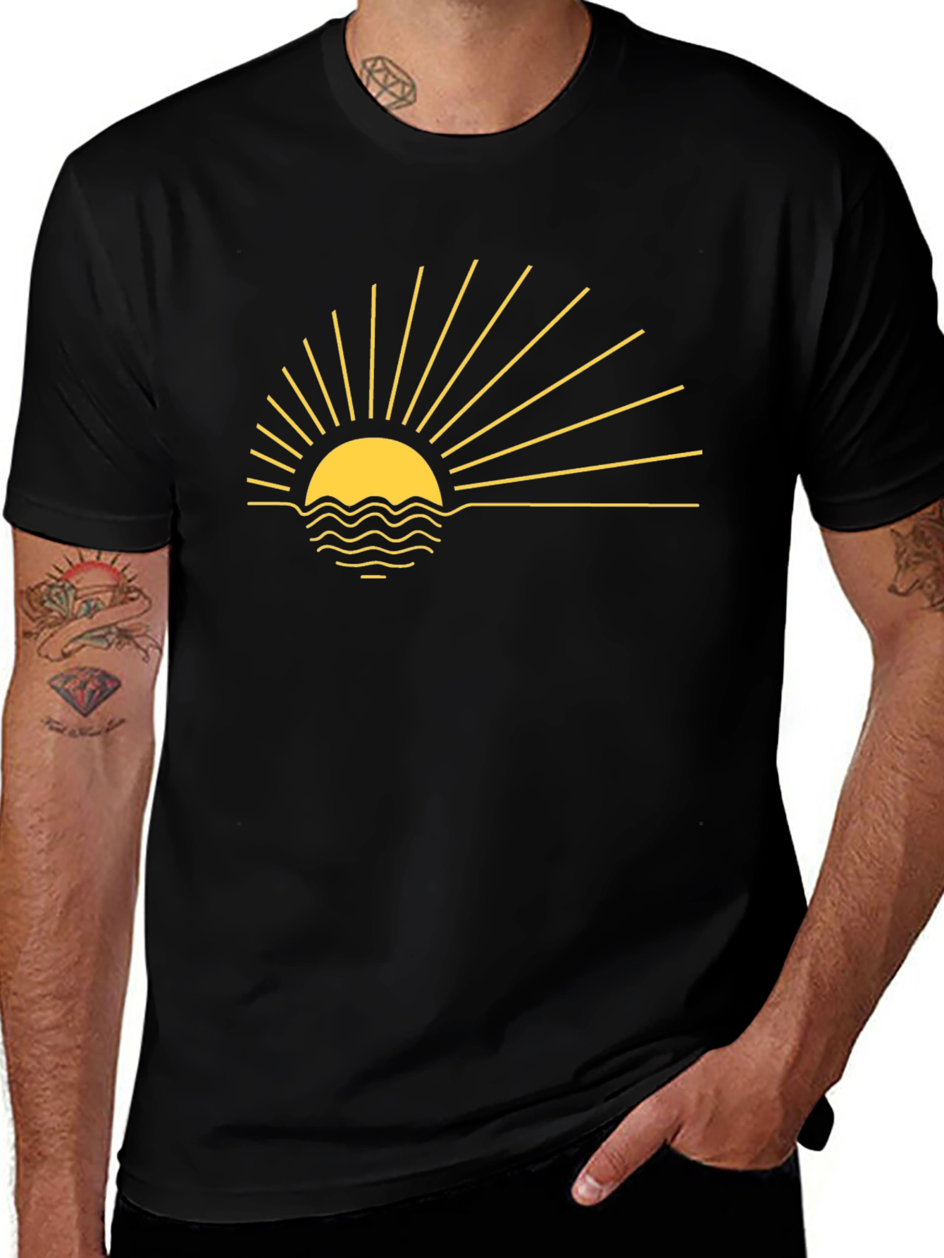 Variant 12 of Sunrise Graphic Tee - Black Cotton Blend