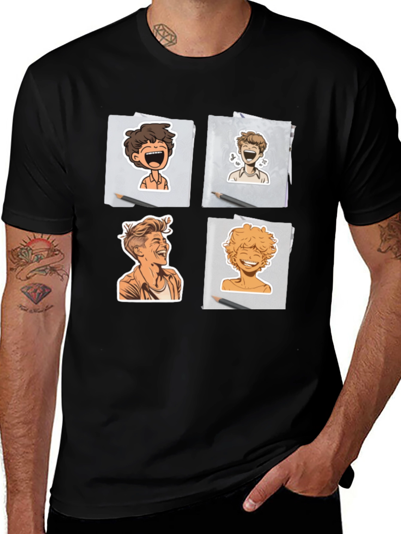 Laughing Portrait T-Shirt - Unique Cartoon Character Tee