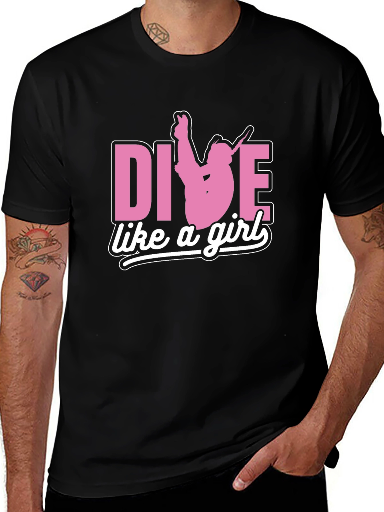Dive Like A Girl T-Shirt -  Stylish Diver Tee