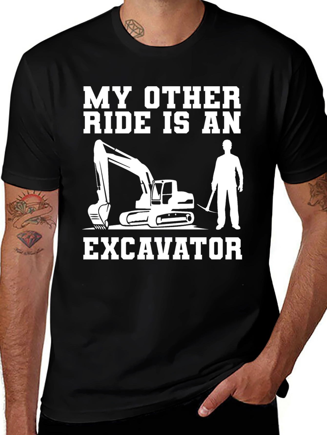 Variant 21 of Excavator Ride T-Shirt - Construction Worker Gift Tee