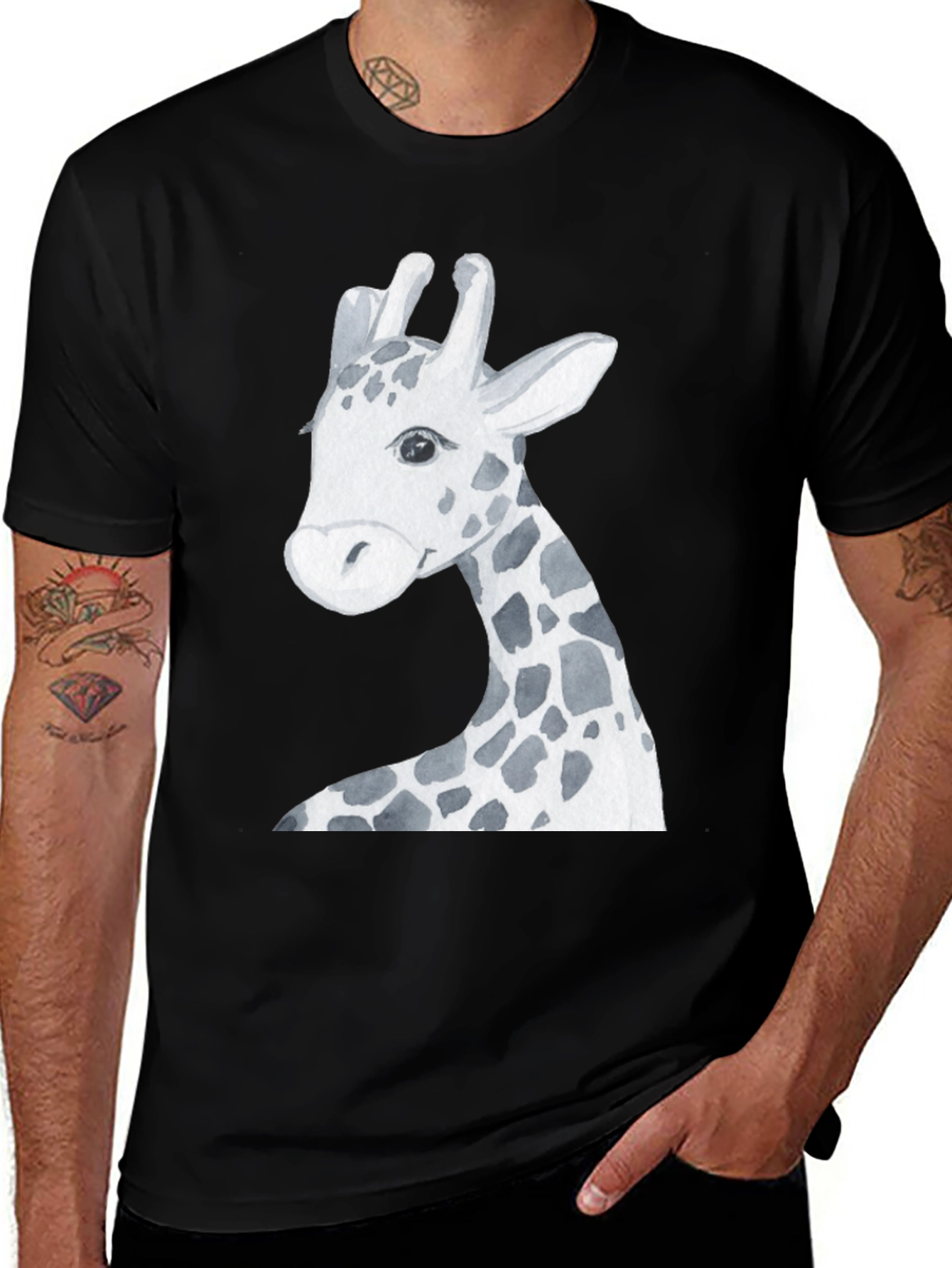 Variant 25 of Giraffe Graphic Tee - Stylish Black Cotton T-Shirt