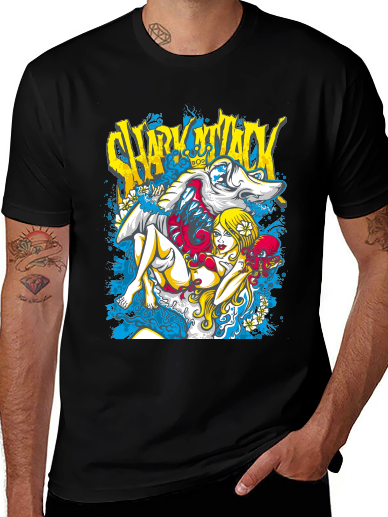 Variant 8 of Shark Attack Graphic T-Shirt - Unique Design