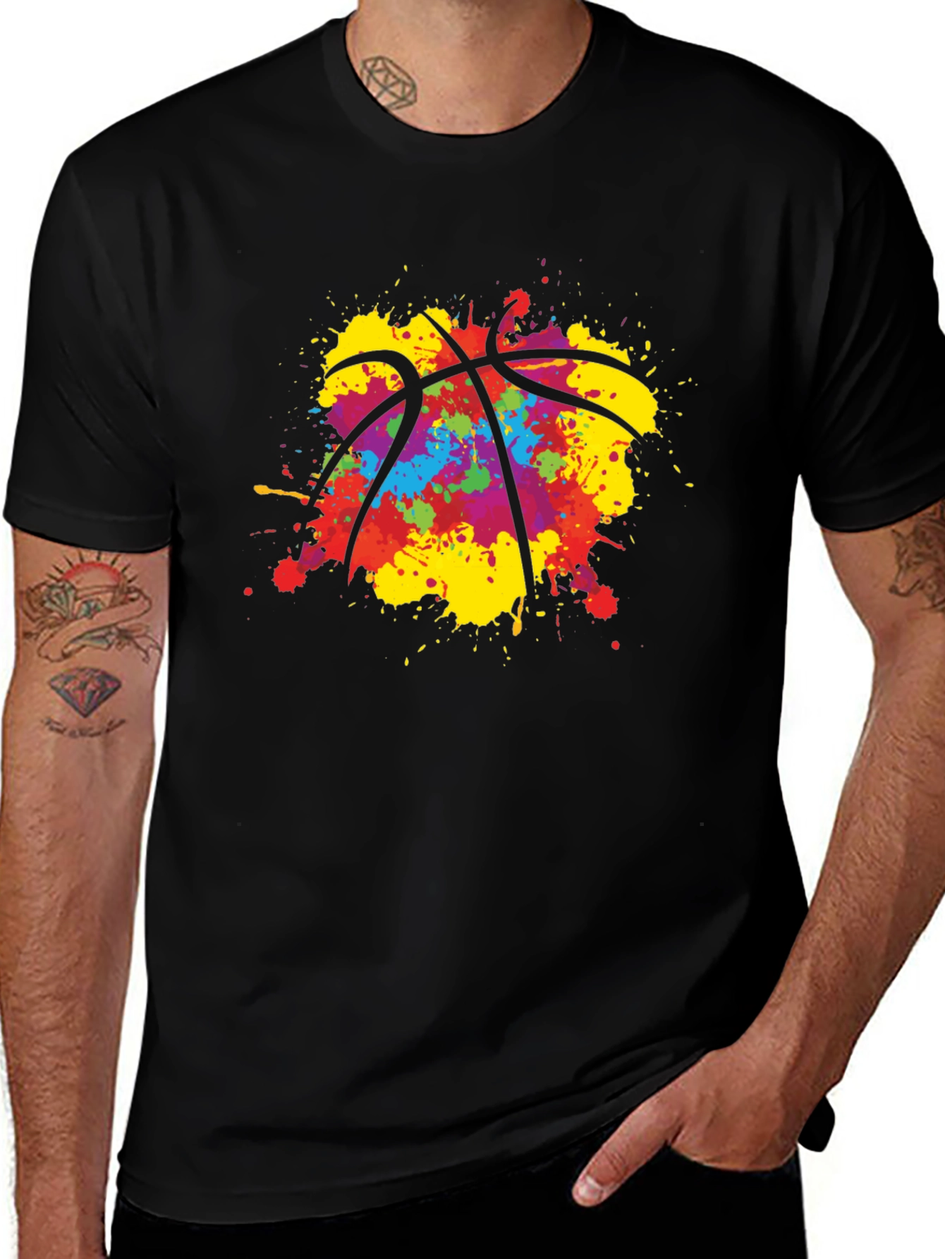 Variant 4 of Colorful Basketball Splash Graphic Tee