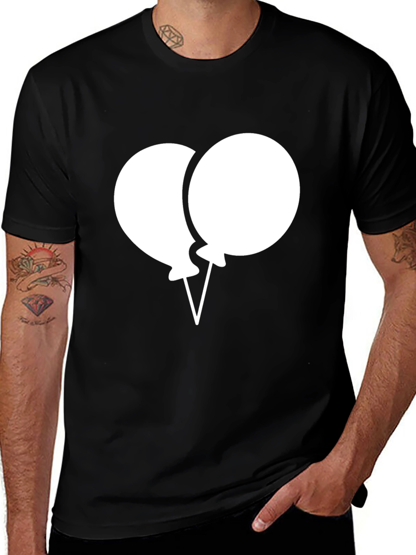 Variant 24 of Balloon Graphic Tee - Men's Black T-Shirt