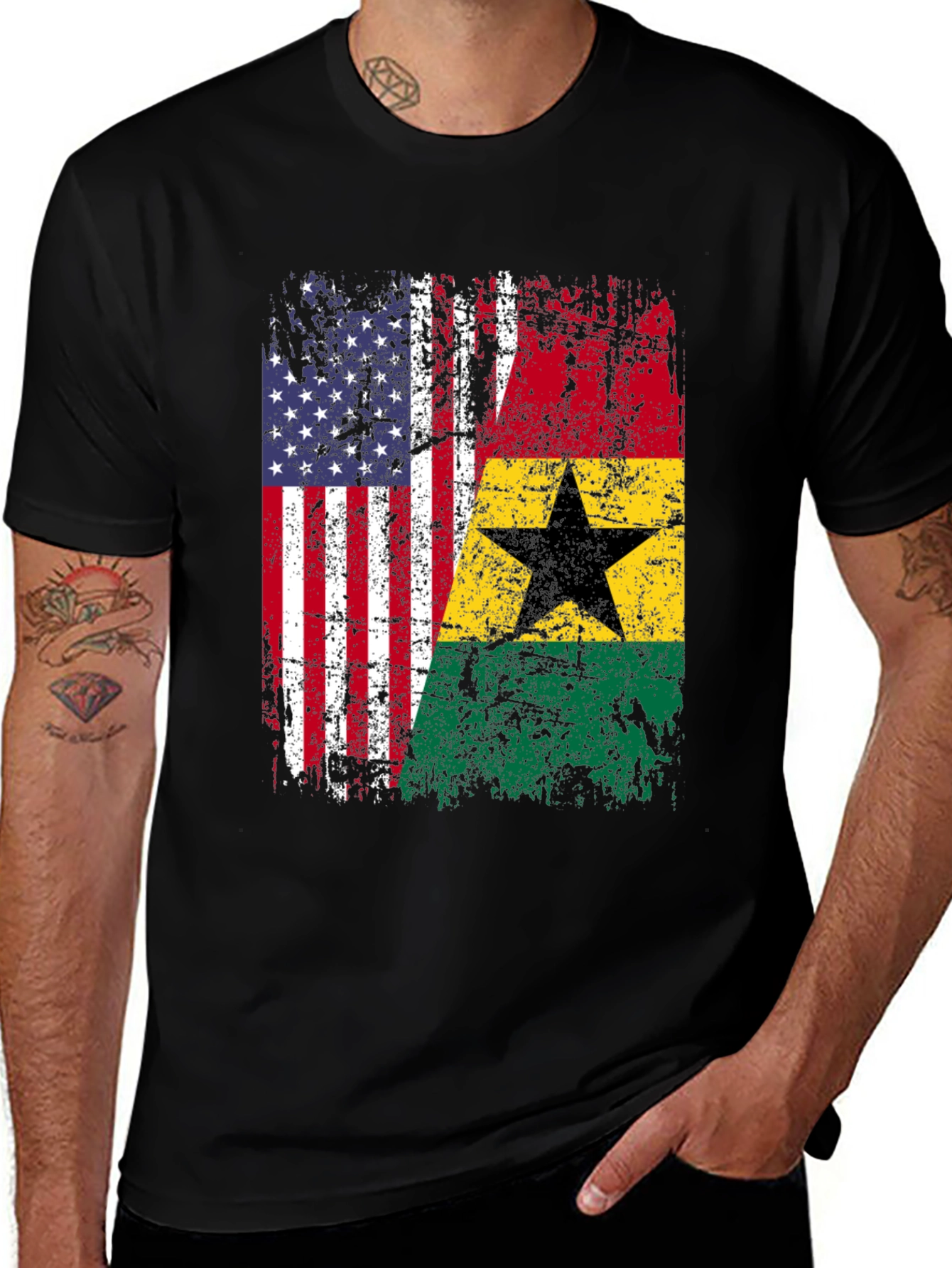 USA Ghana Flag T-Shirt - Patriotic Heritage Tee