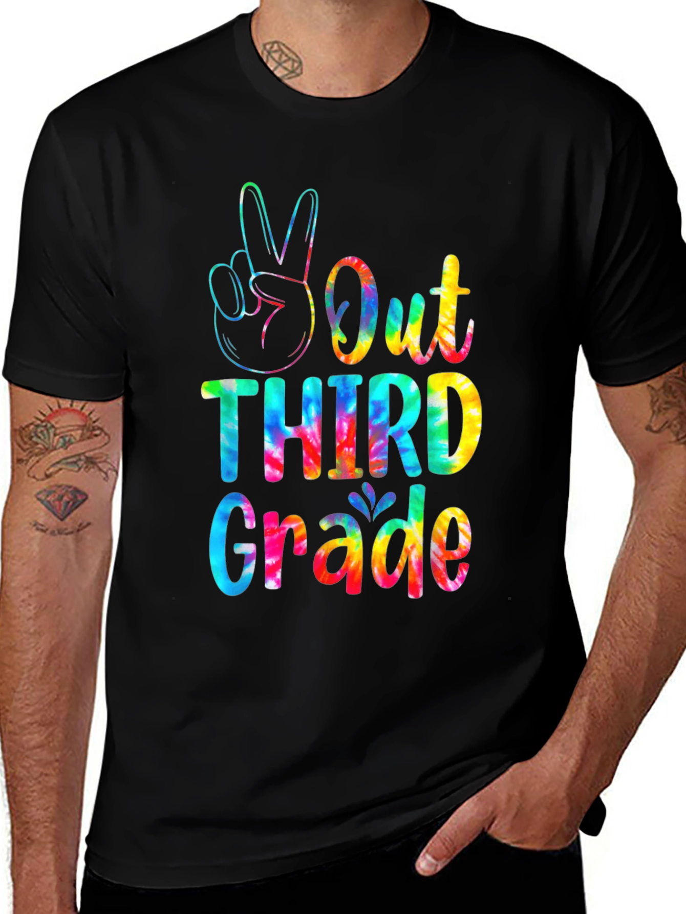Peace Out Third Grade T-Shirt - Tie Dye