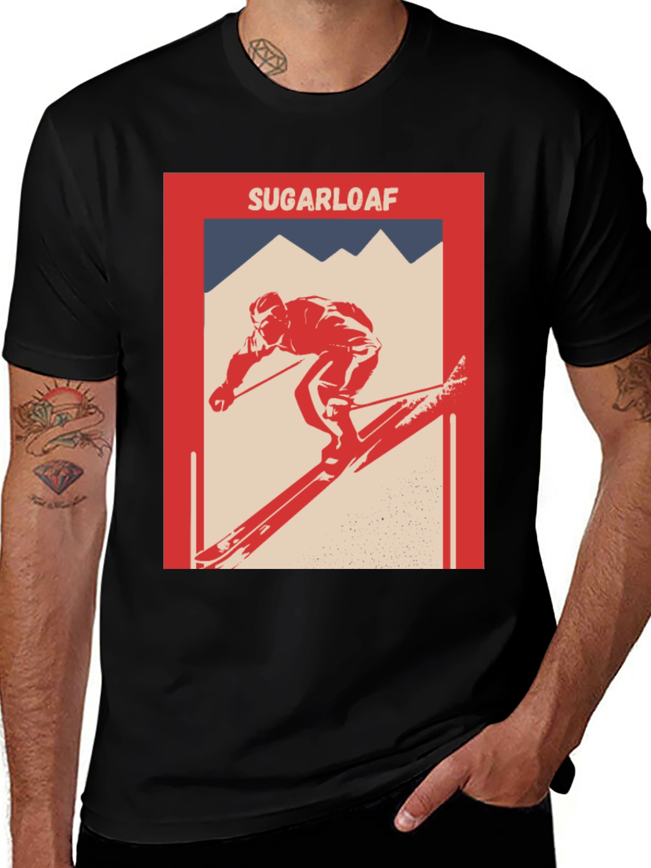 Variant 18 of Sugarloaf Skier Graphic T-Shirt - Retro Style
