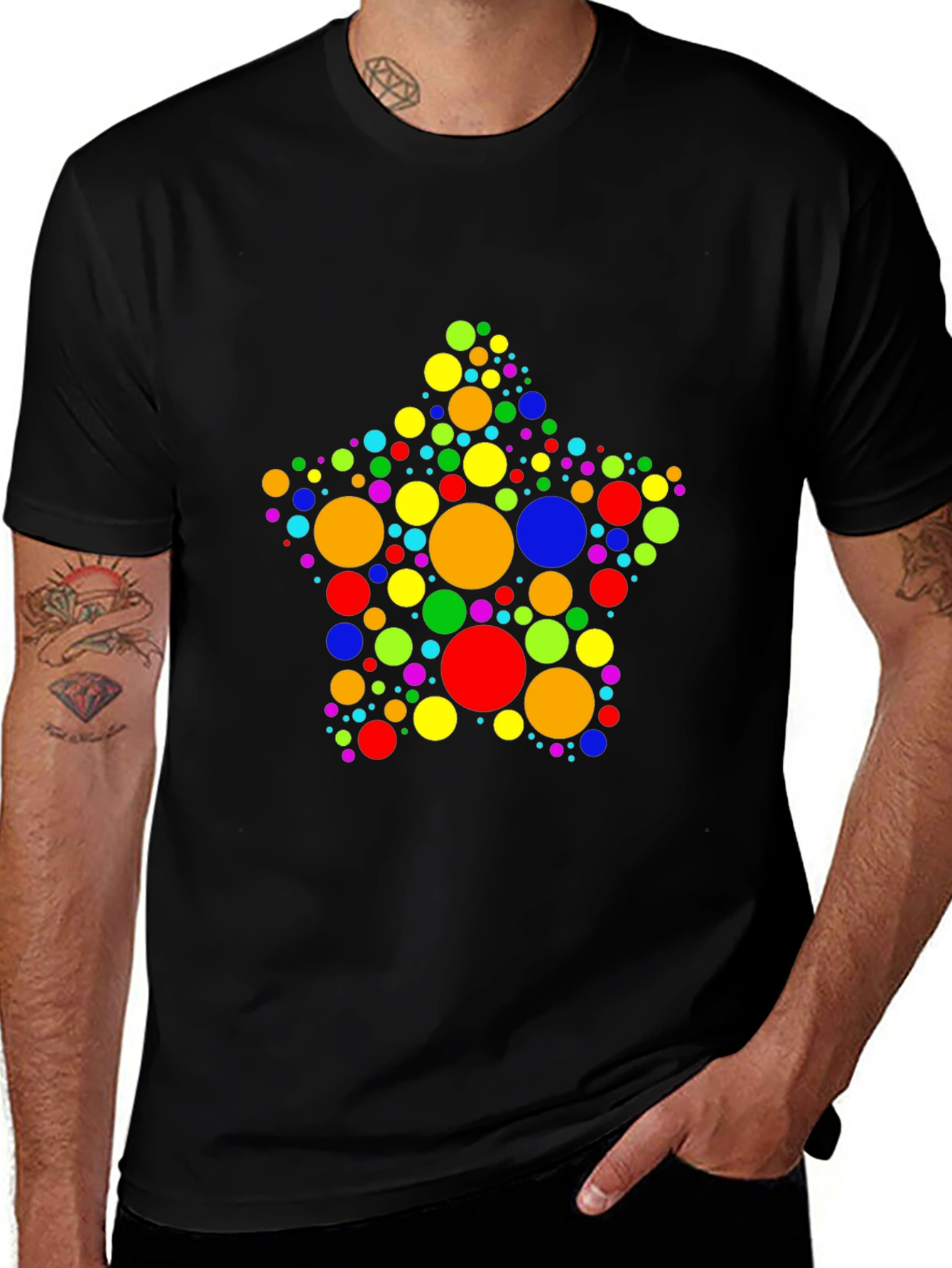 Variant 20 of Colorful Polka Dot Star Graphic Tee