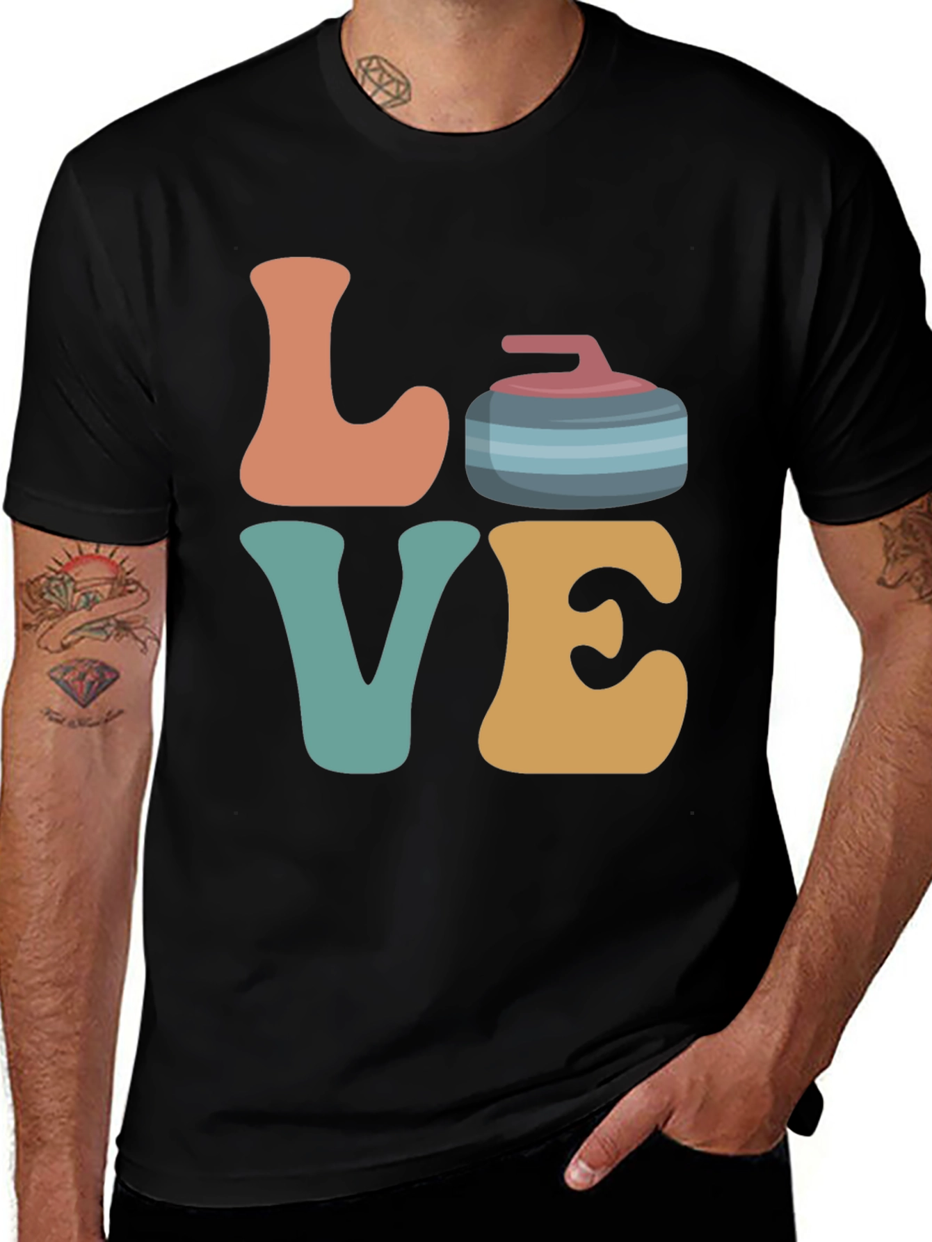 Variant 10 of Retro "Love" Curling T-Shirt