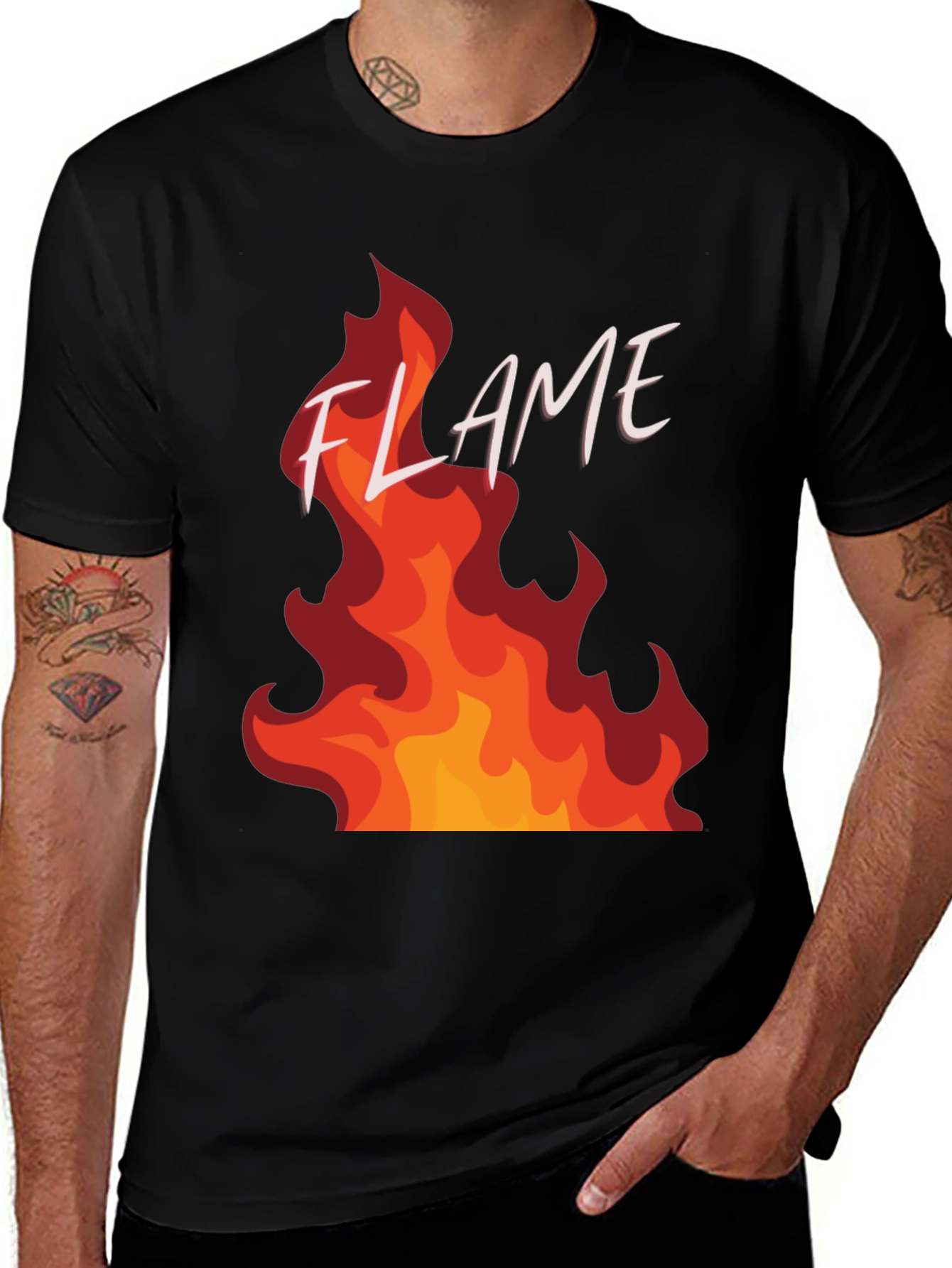 Variant 14 of Flame Graphic Print Black T-Shirt