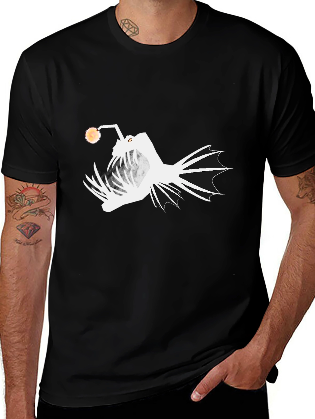 Variant 4 of Anglerfish Graphic Tee - Black Cotton T-Shirt