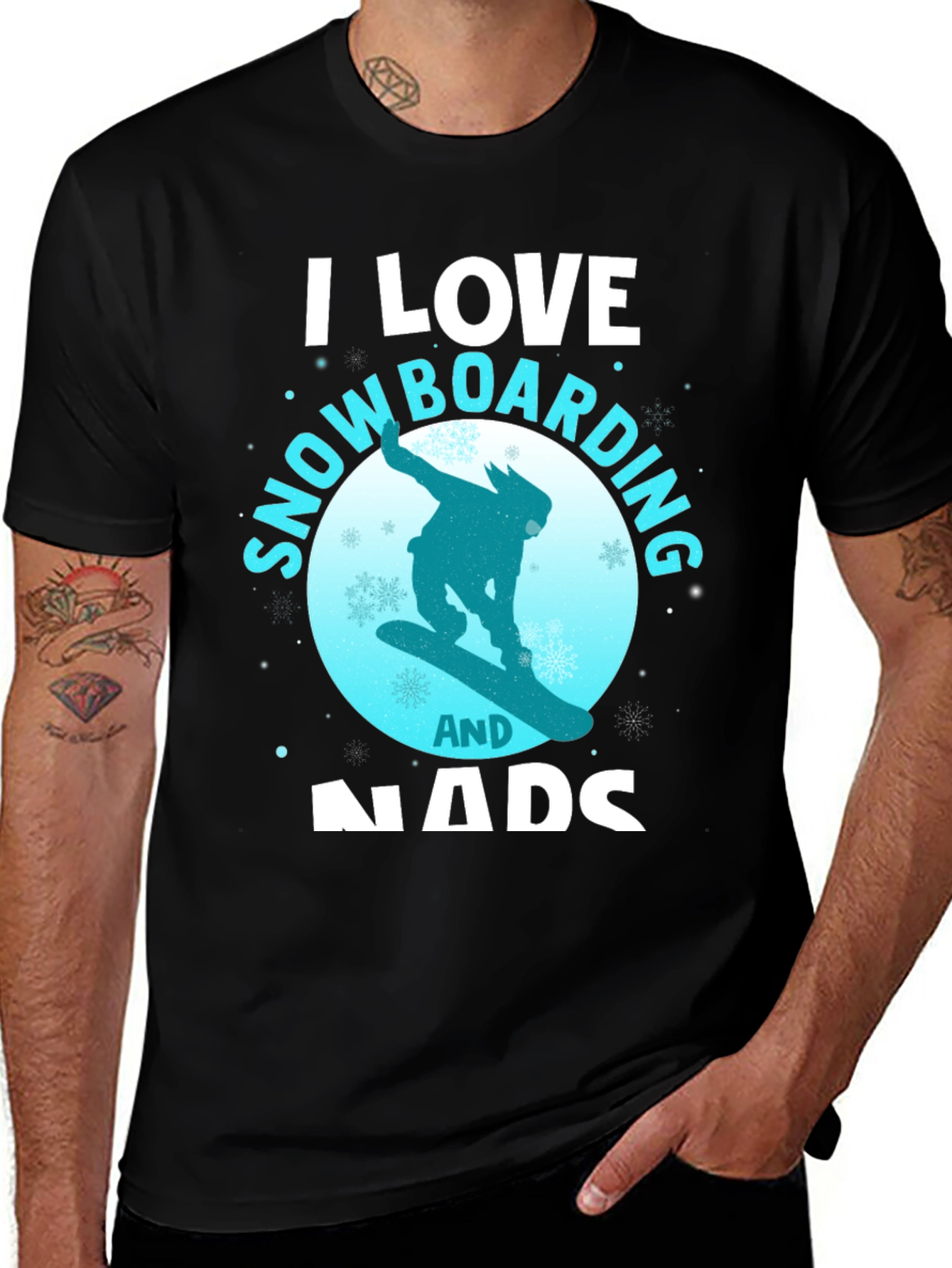 Variant 26 of Snowboarding Fan T-Shirt: I Love Snowboarding & Nads