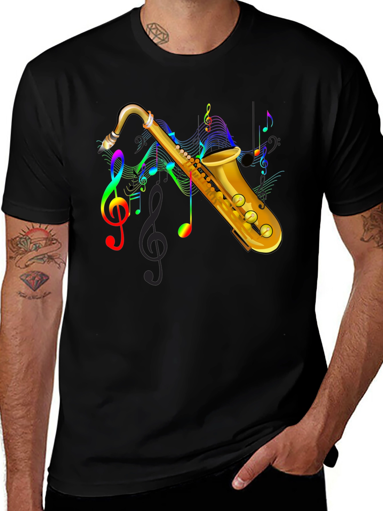 Variant 20 of Saxophone and Music Notes Graphic T-Shirt