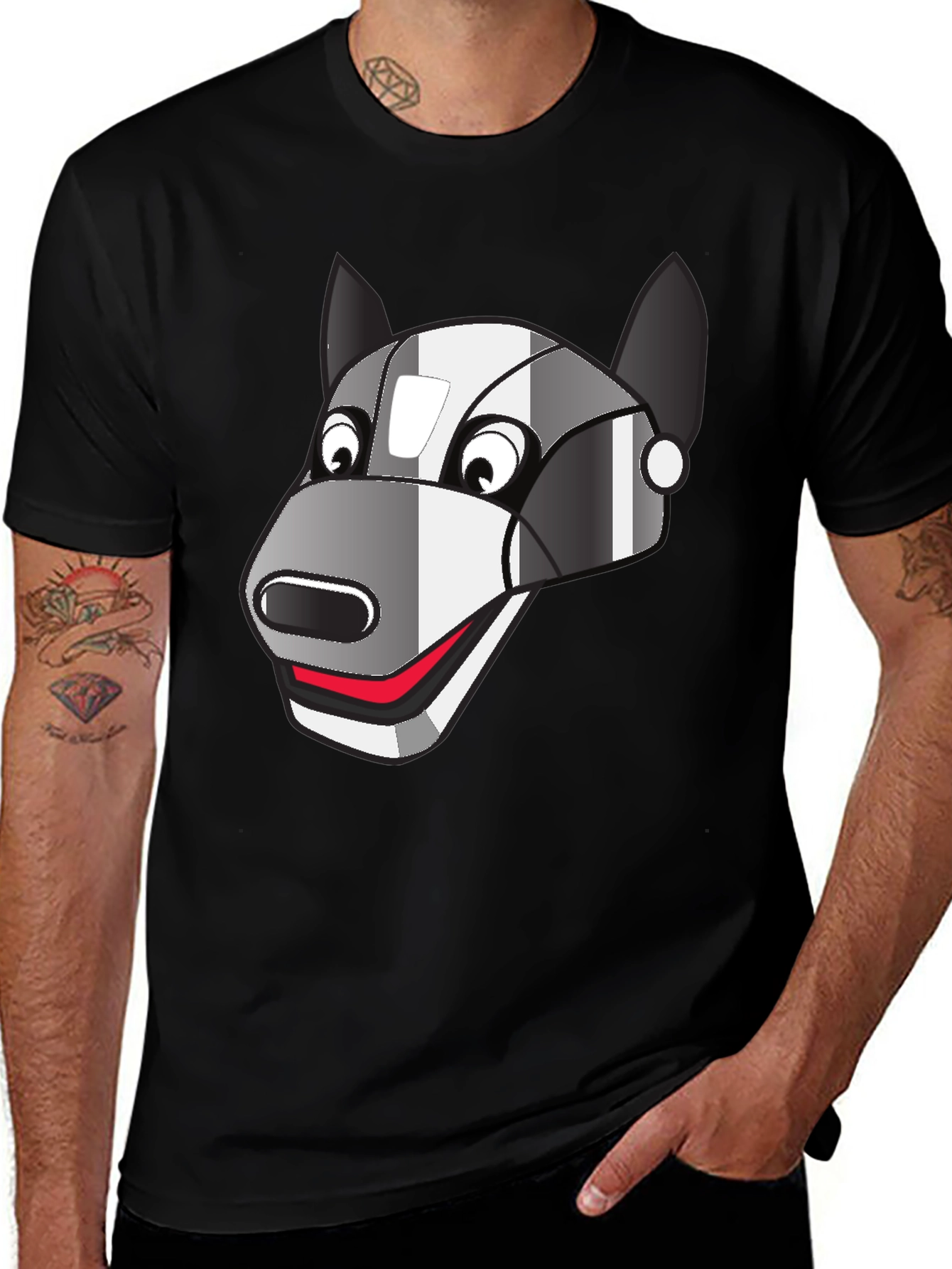 Variant 8 of Robot Dog Graphic Tee - Black Cotton Blend