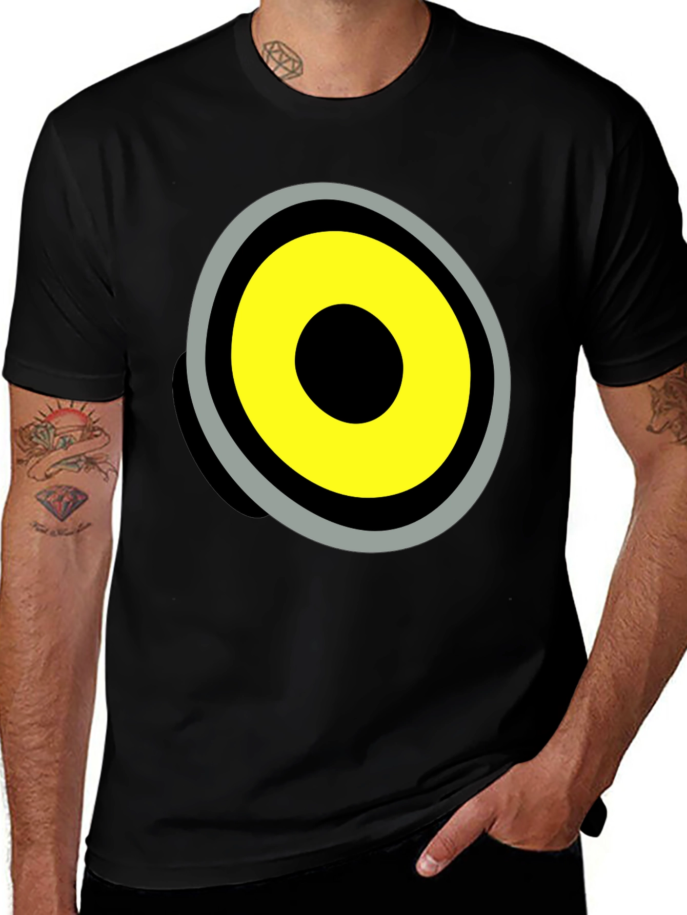 Variant 14 of Retro Target Graphic T-Shirt - Men's Black Tee