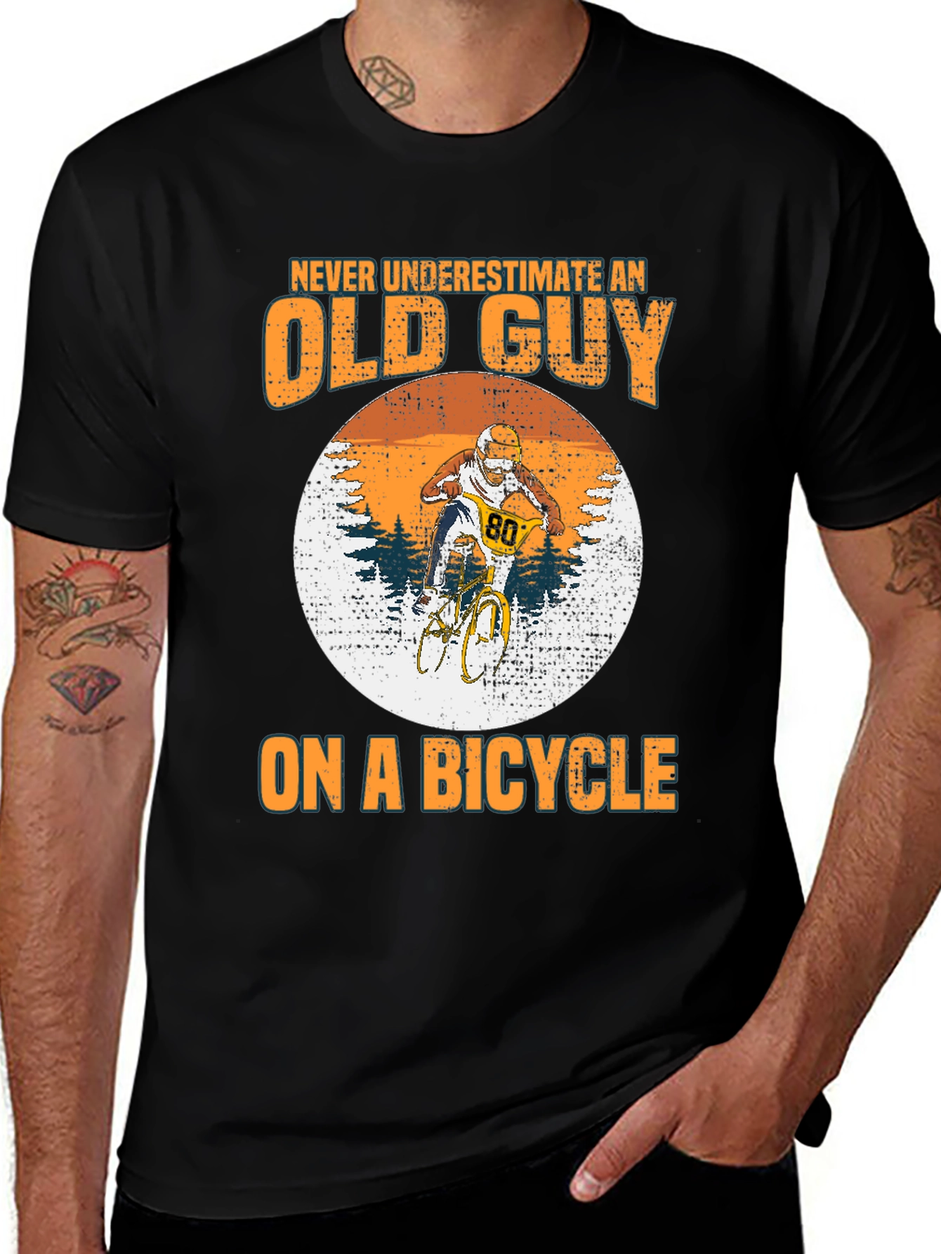 Variant 15 of Old Guy on a Bicycle Graphic Tee
