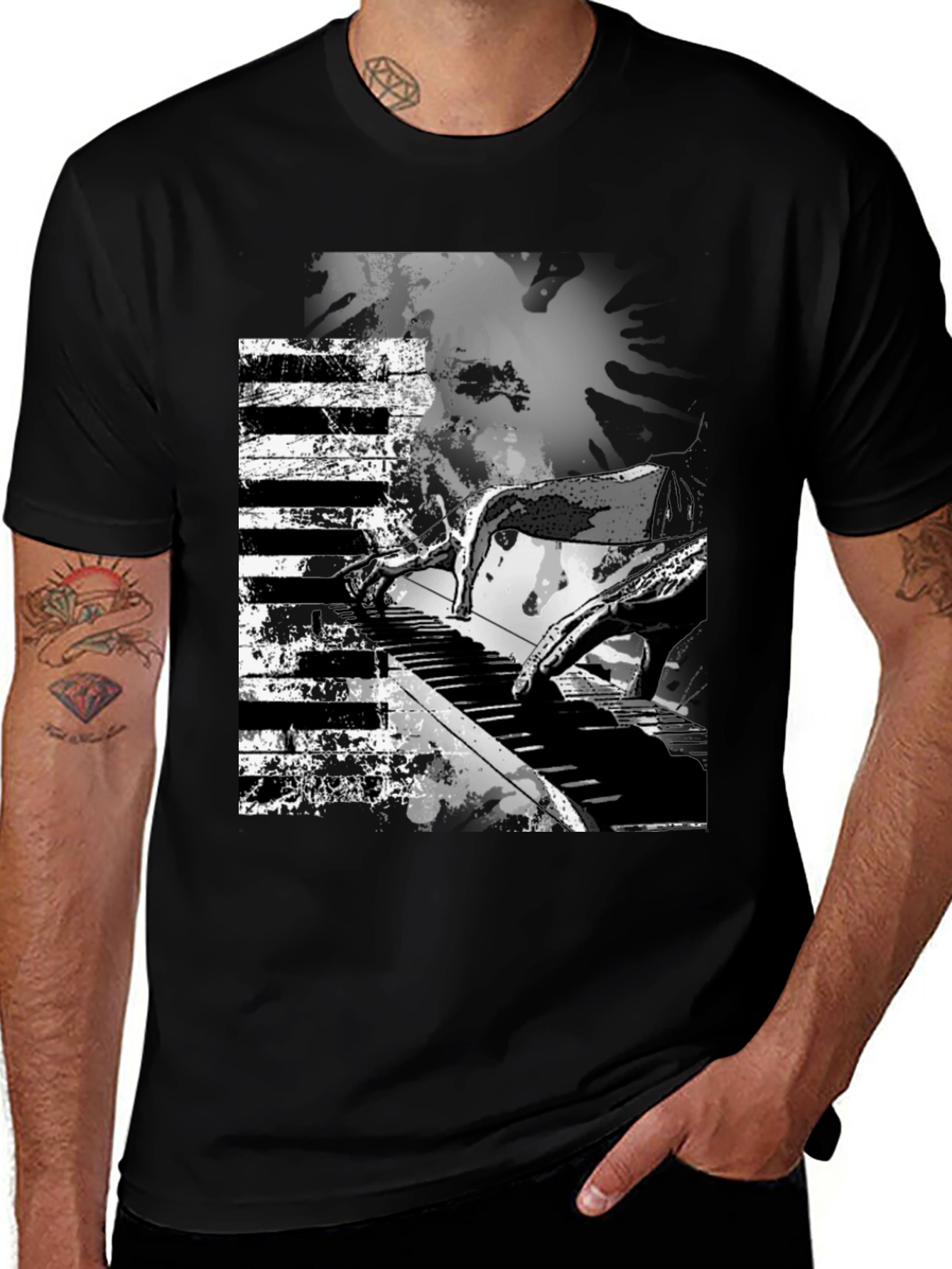 Variant 7 of Abstract Piano Keys Graphic Print Tee