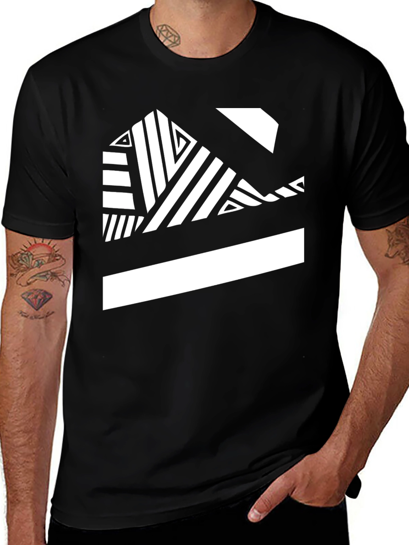 Variant 25 of Geometric Graphic Print Black T-Shirt