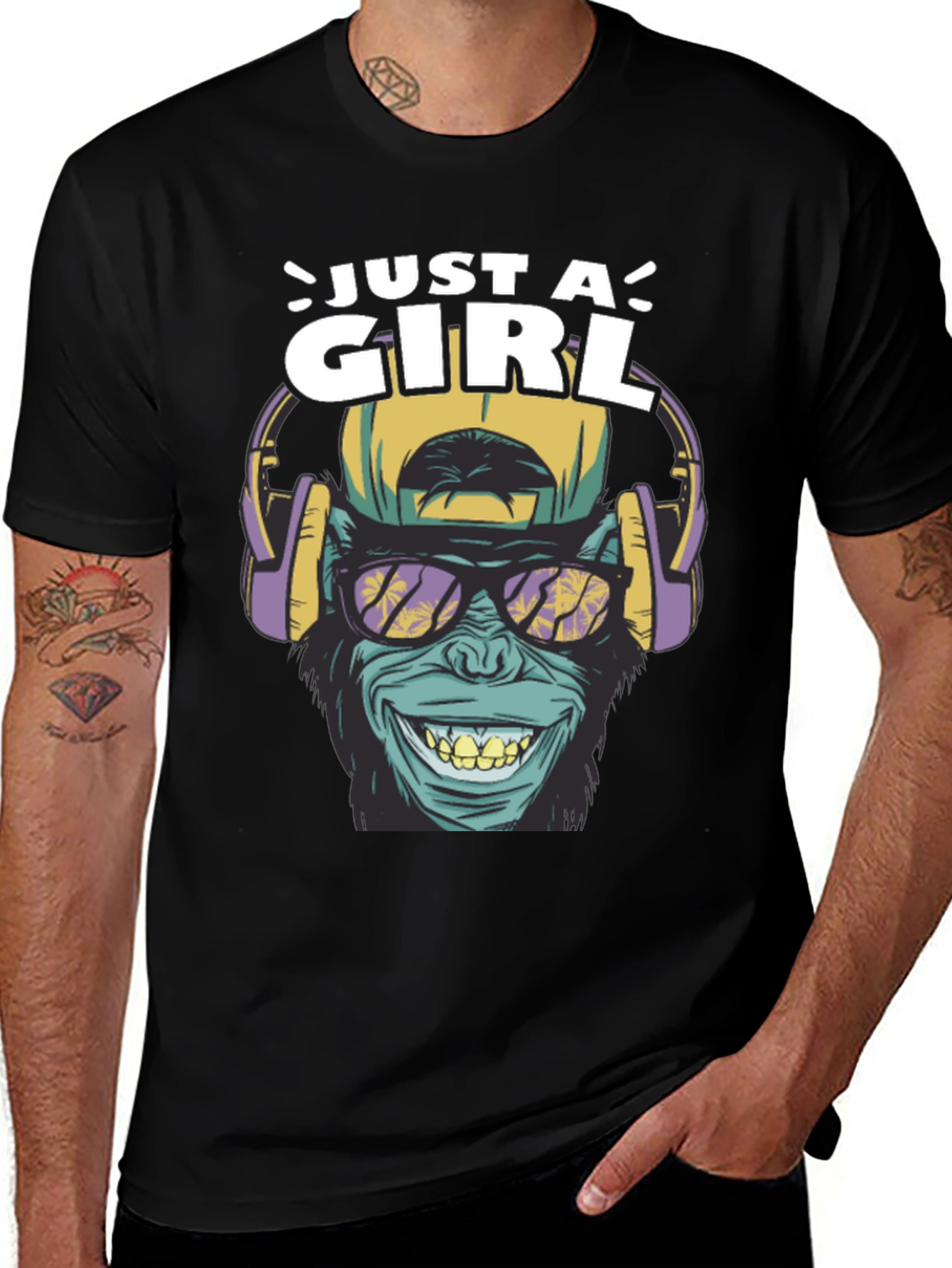 Variant 24 of Just a Girl Gorilla Graphic Tee - Black