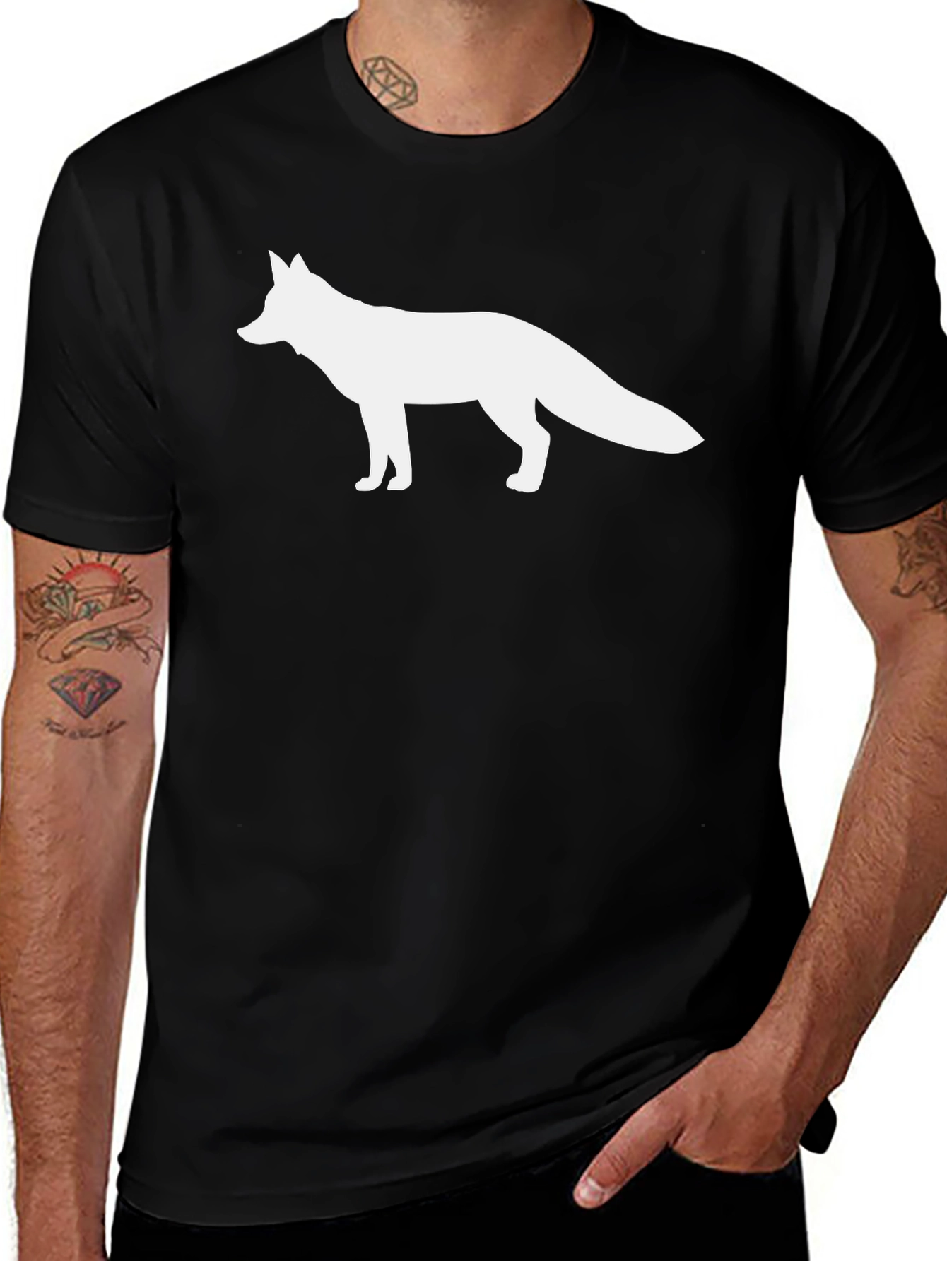 Variant 4 of Fox Silhouette Graphic Tee - Unisex Black T-Shirt