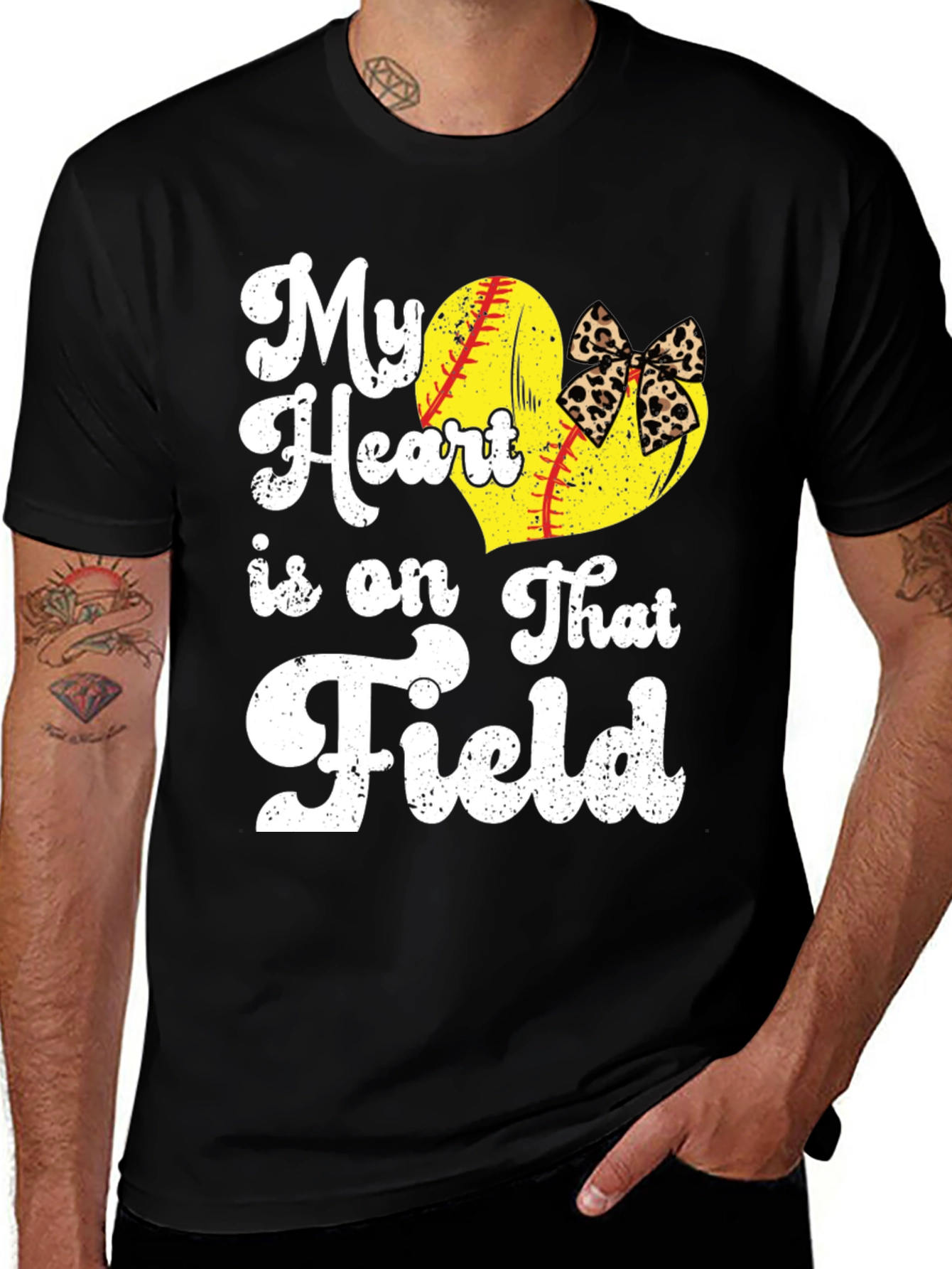 Variant 26 of Softball Heart T-Shirt - My Heart is on That Field!