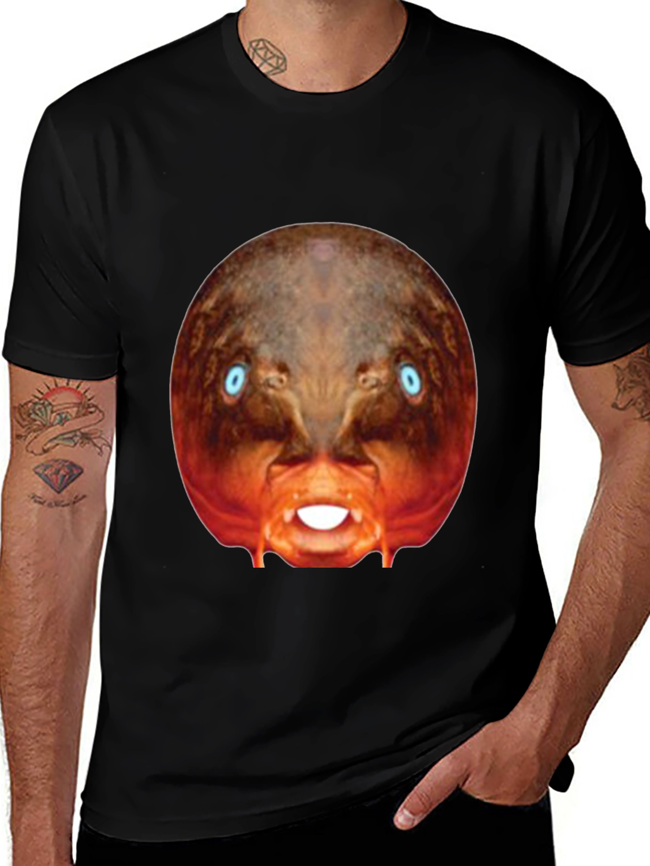 Variant 10 of Surreal Creature Graphic Black T-Shirt